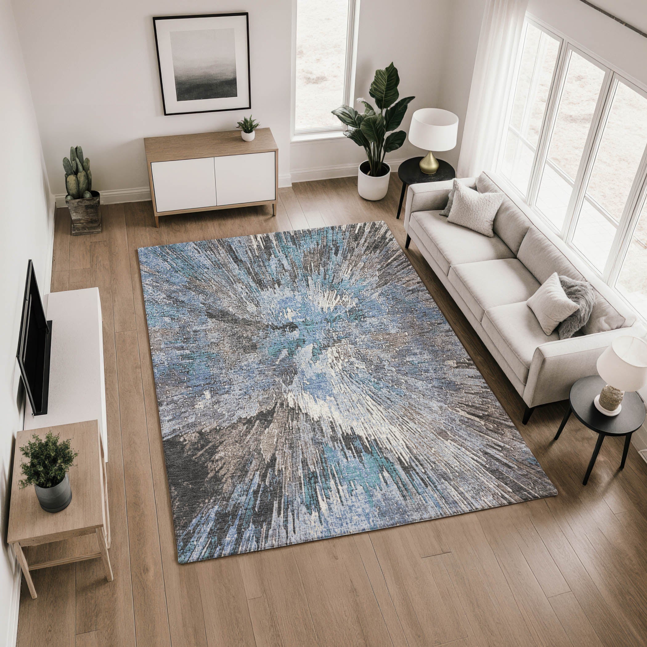 Kyoto Machine Washable Transitional Denim Blue Rug 2'6" x 3'10" #shape_Rectangle