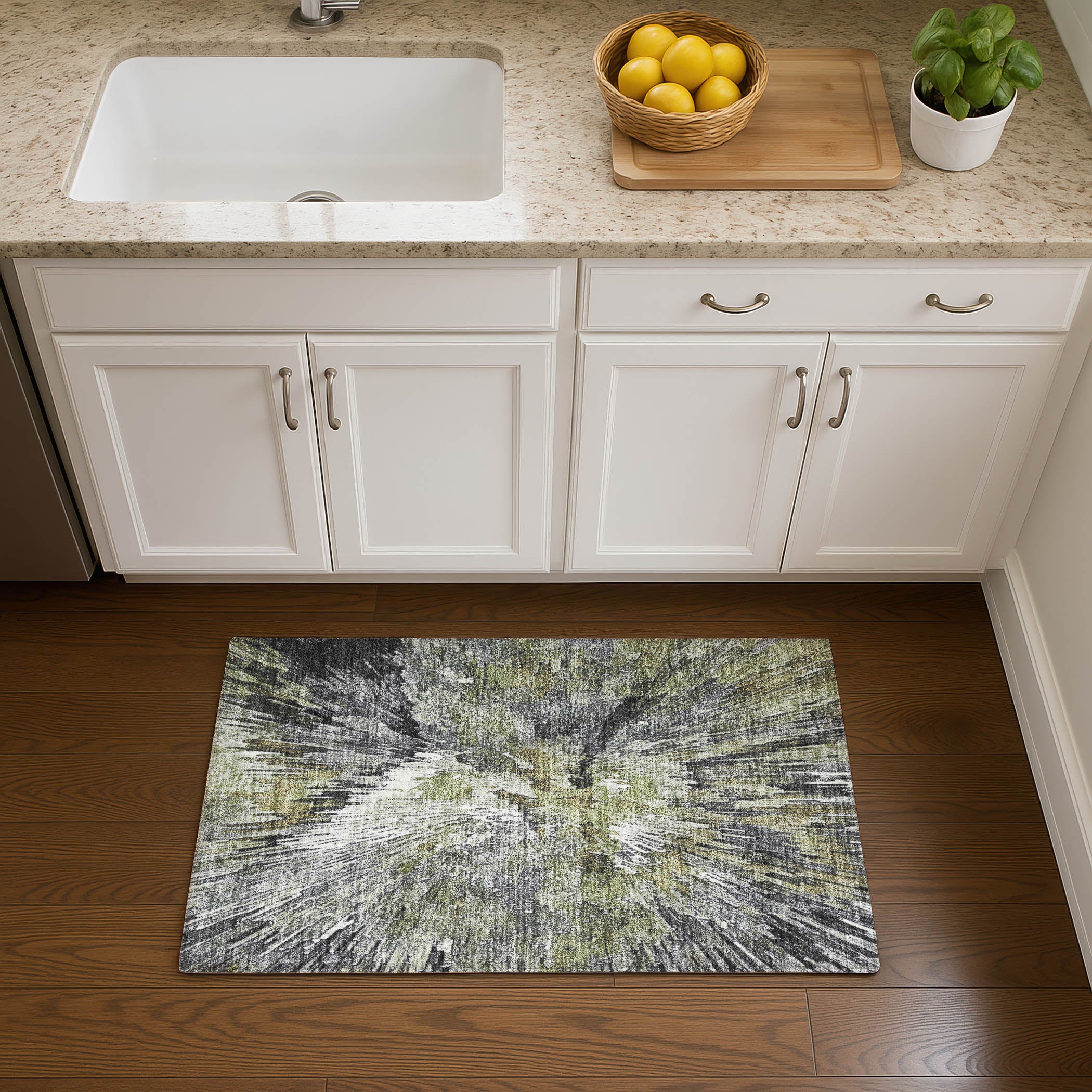 Kyoto Machine Washable Transitional Fern Green Rug 1'8" x 2'6" #shape_Rectangle