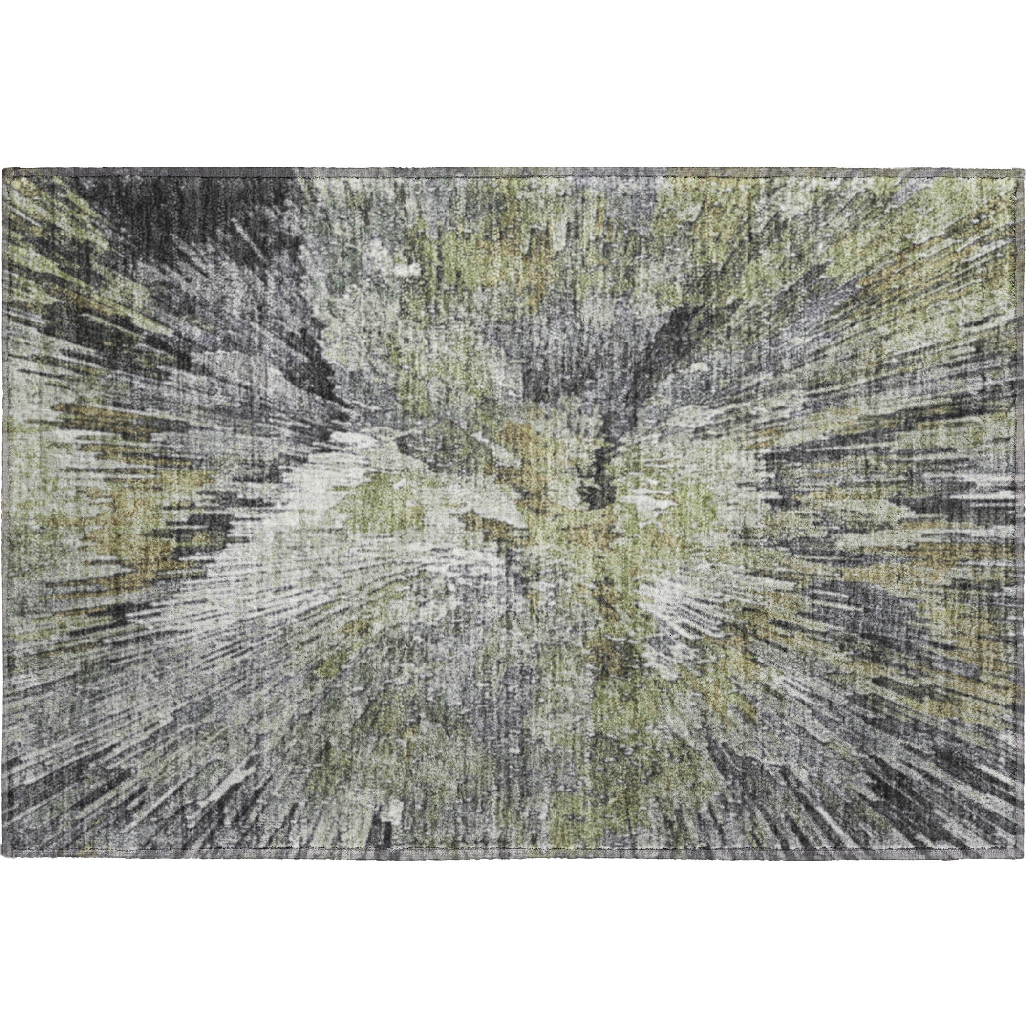Kyoto Machine Washable Transitional Fern Green Rug 1'8" x 2'6" #shape_Rectangle