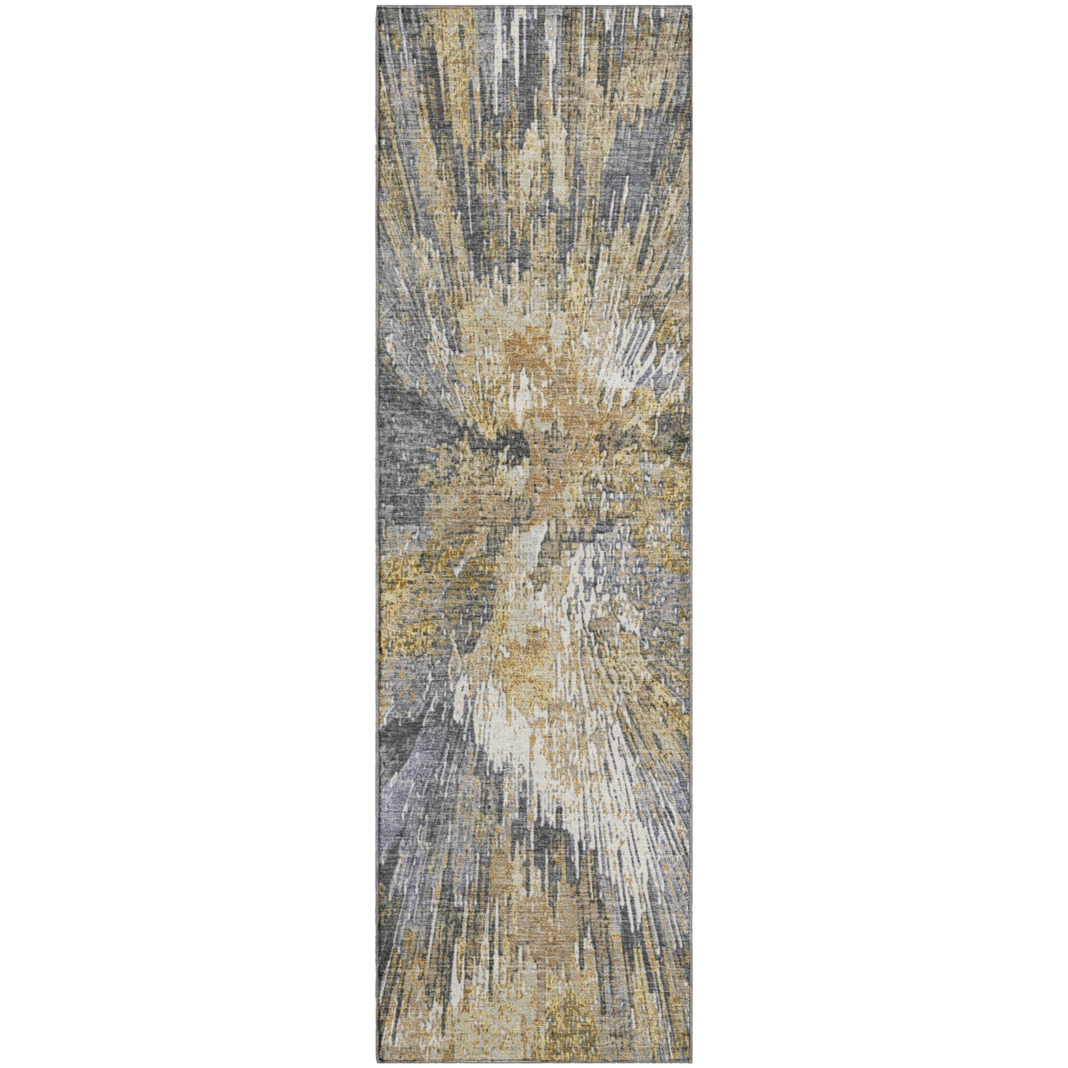 Kyoto Machine Washable Transitional Gold Rug 2'3" x 7'6" #shape_Runner
