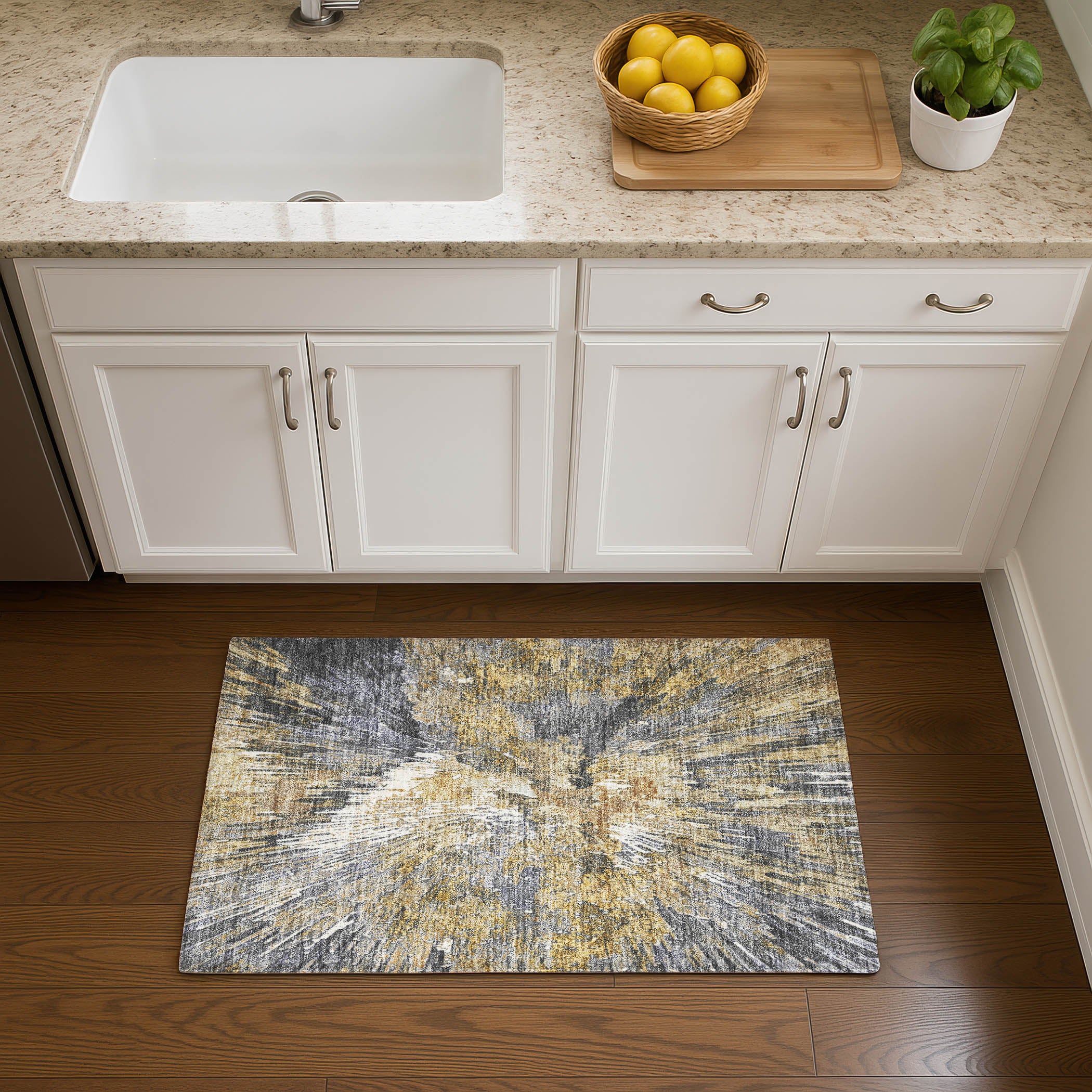 Kyoto Machine Washable Transitional Gold Rug 1'8" x 2'6" #shape_Rectangle