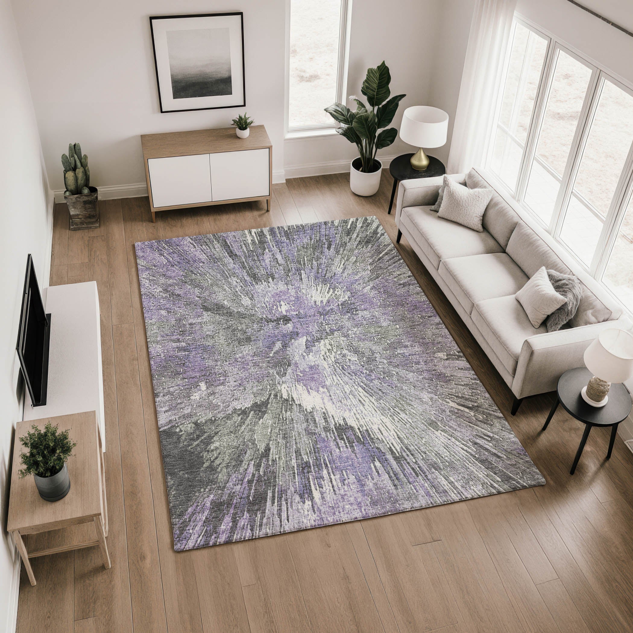 Kyoto Machine Washable Transitional Lavender Purple Rug 2'6" x 3'10" #shape_Rectangle