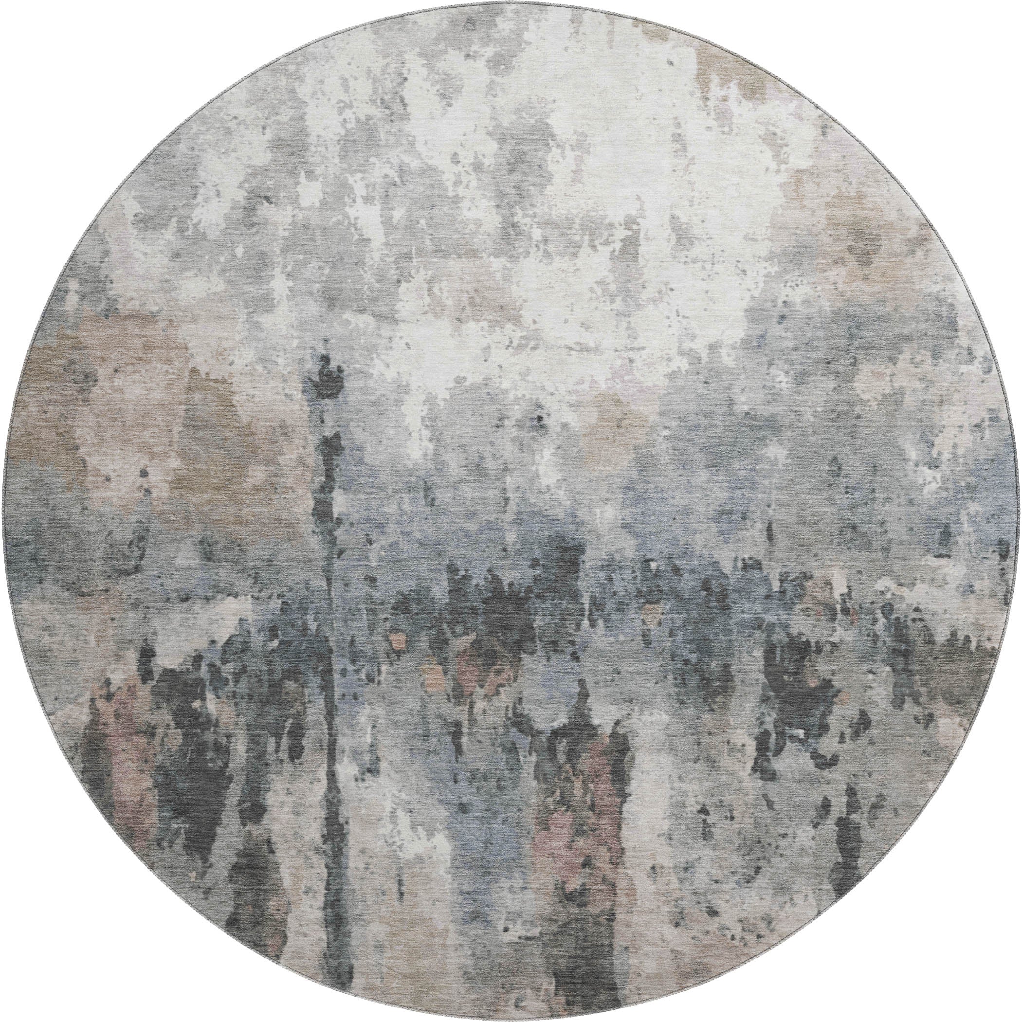 Cairo Machine Washable Transitional Beige Brown Rug 8' x 8' #shape_Round