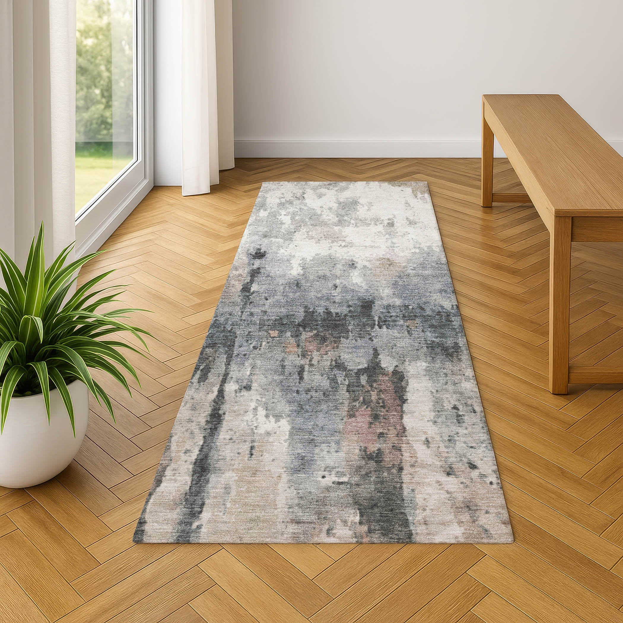 Cairo Machine Washable Transitional Beige Brown Rug 2'3" x 7'6" #shape_Runner