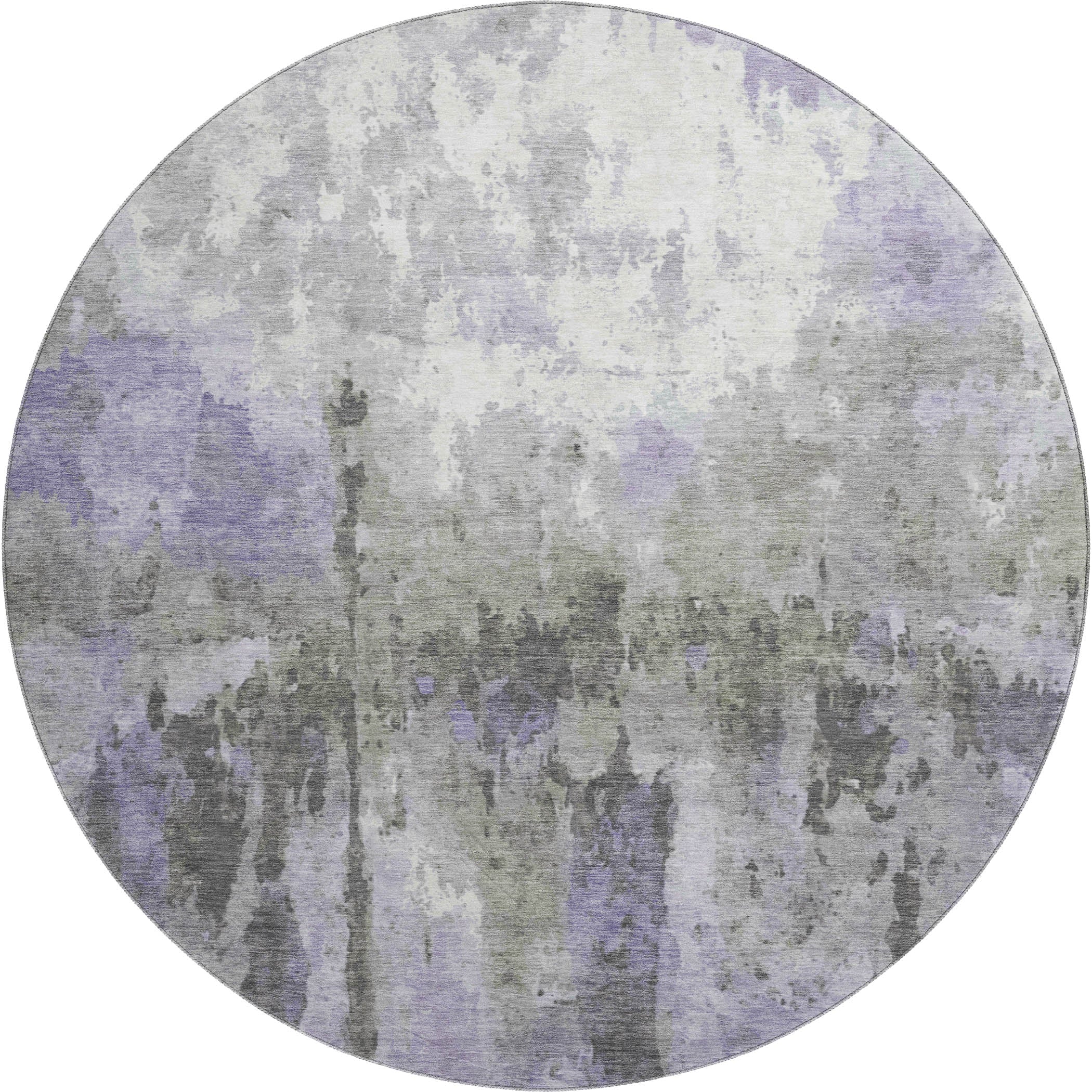 Cairo Machine Washable Transitional Lavender Purple Rug 8' x 8' #shape_Round