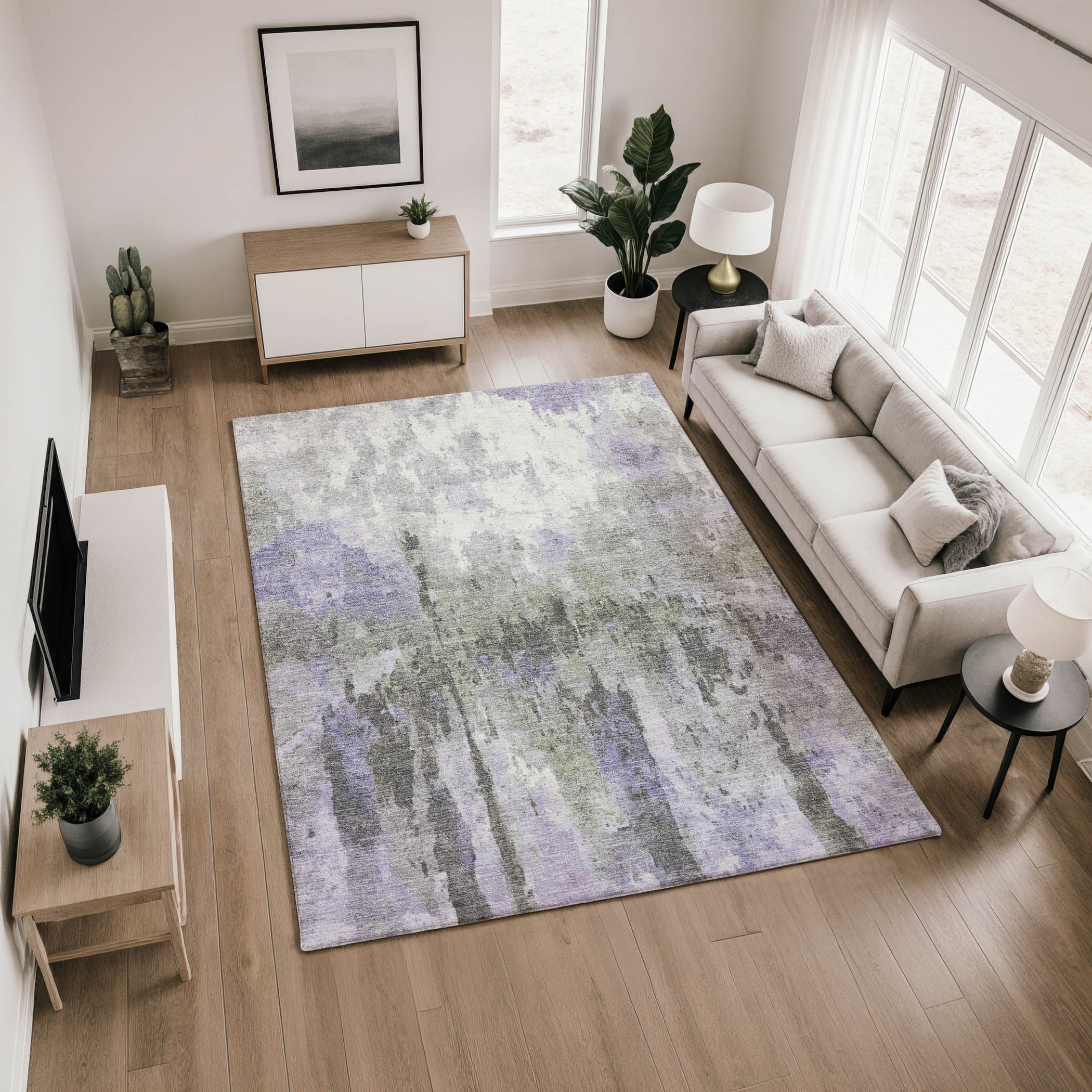 Cairo Machine Washable Transitional Lavender Purple Rug 2'6" x 3'10" #shape_Rectangle