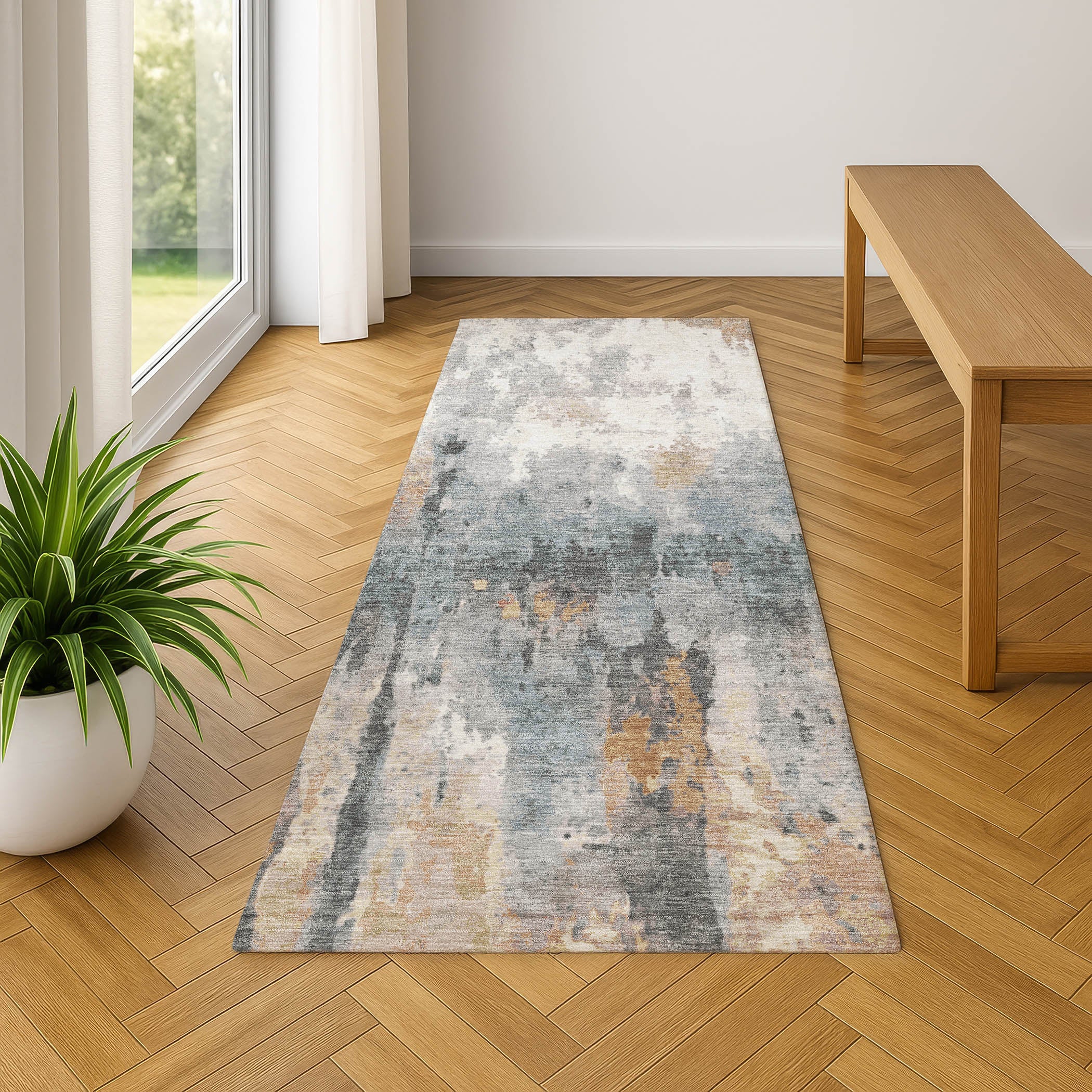Cairo Machine Washable Transitional Rust Orange Rug 2'3" x 7'6" #shape_Runner