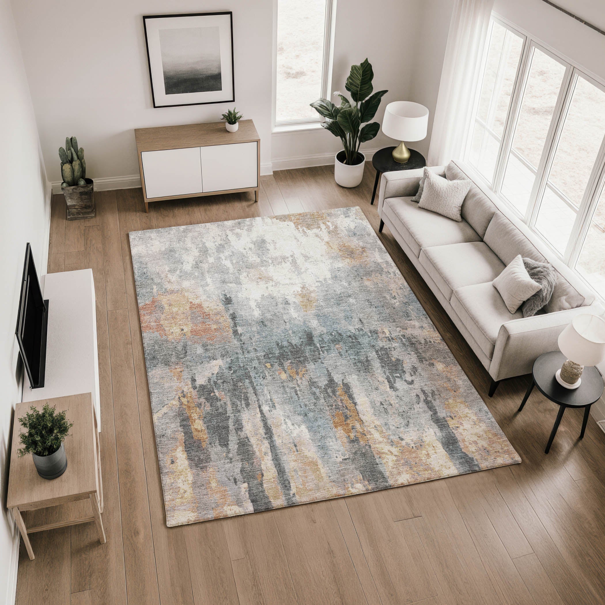 Cairo Machine Washable Transitional Rust Orange Rug 2'6" x 3'10" #shape_Rectangle