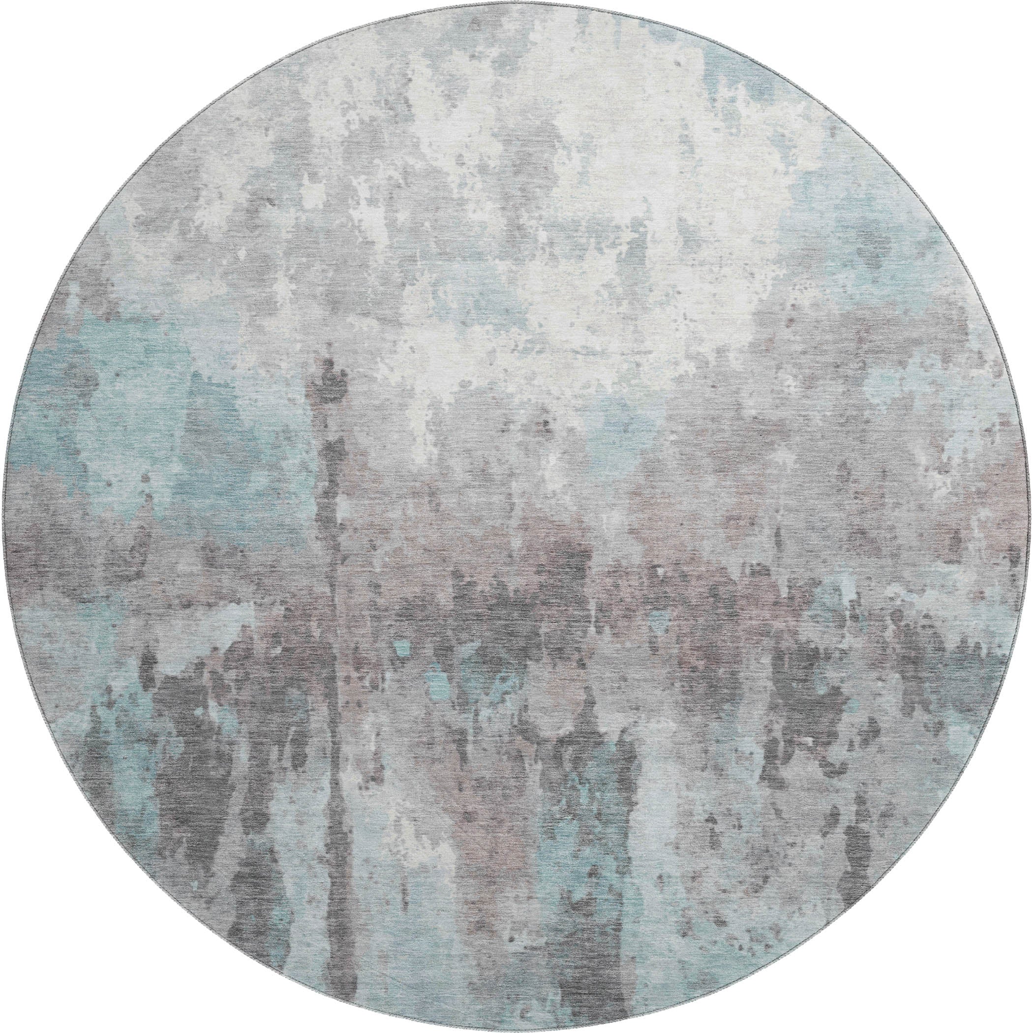 Cairo Machine Washable Transitional Teal Rug 8' x 8' #shape_Round