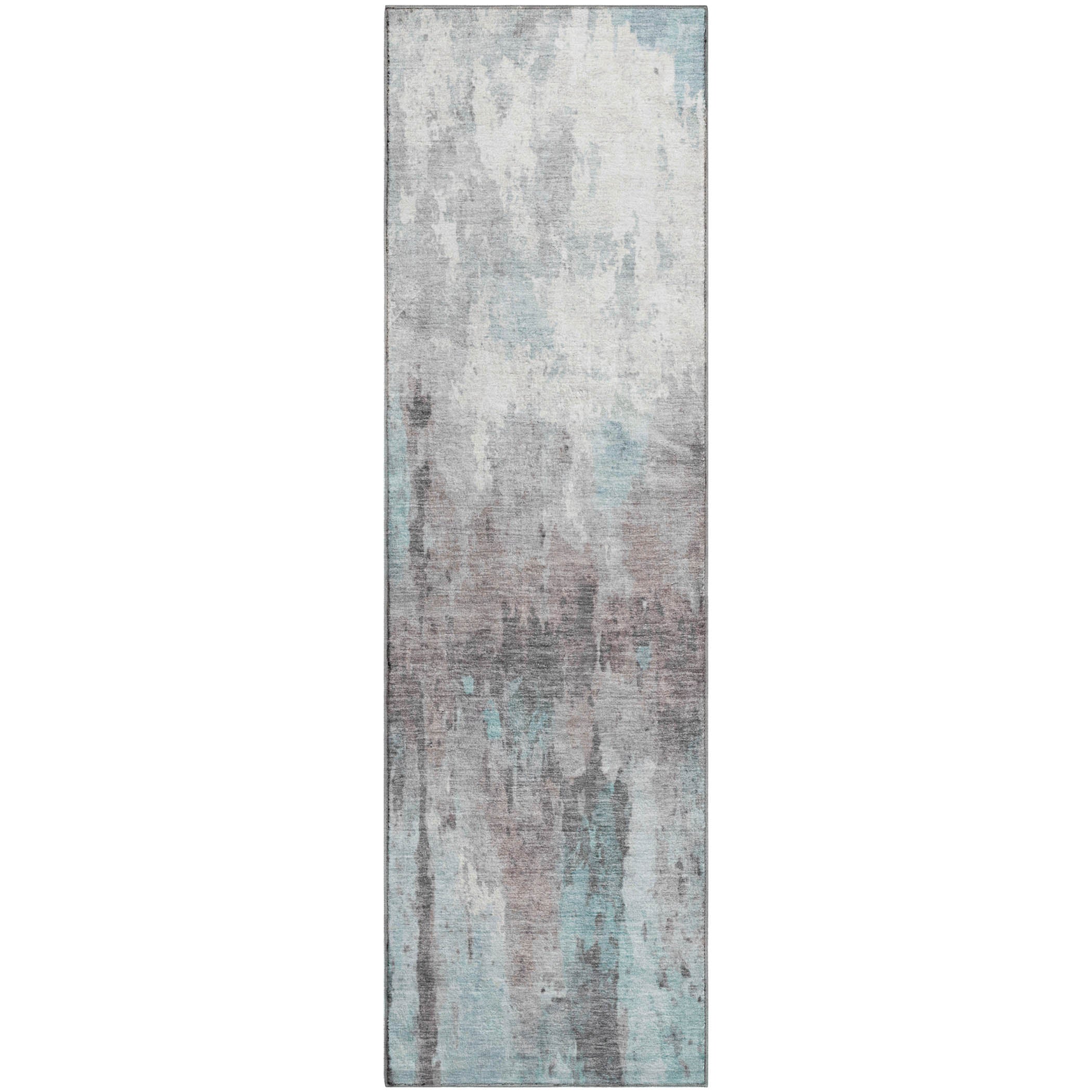 Cairo Machine Washable Transitional Teal Rug 2'3" x 7'6" #shape_Runner