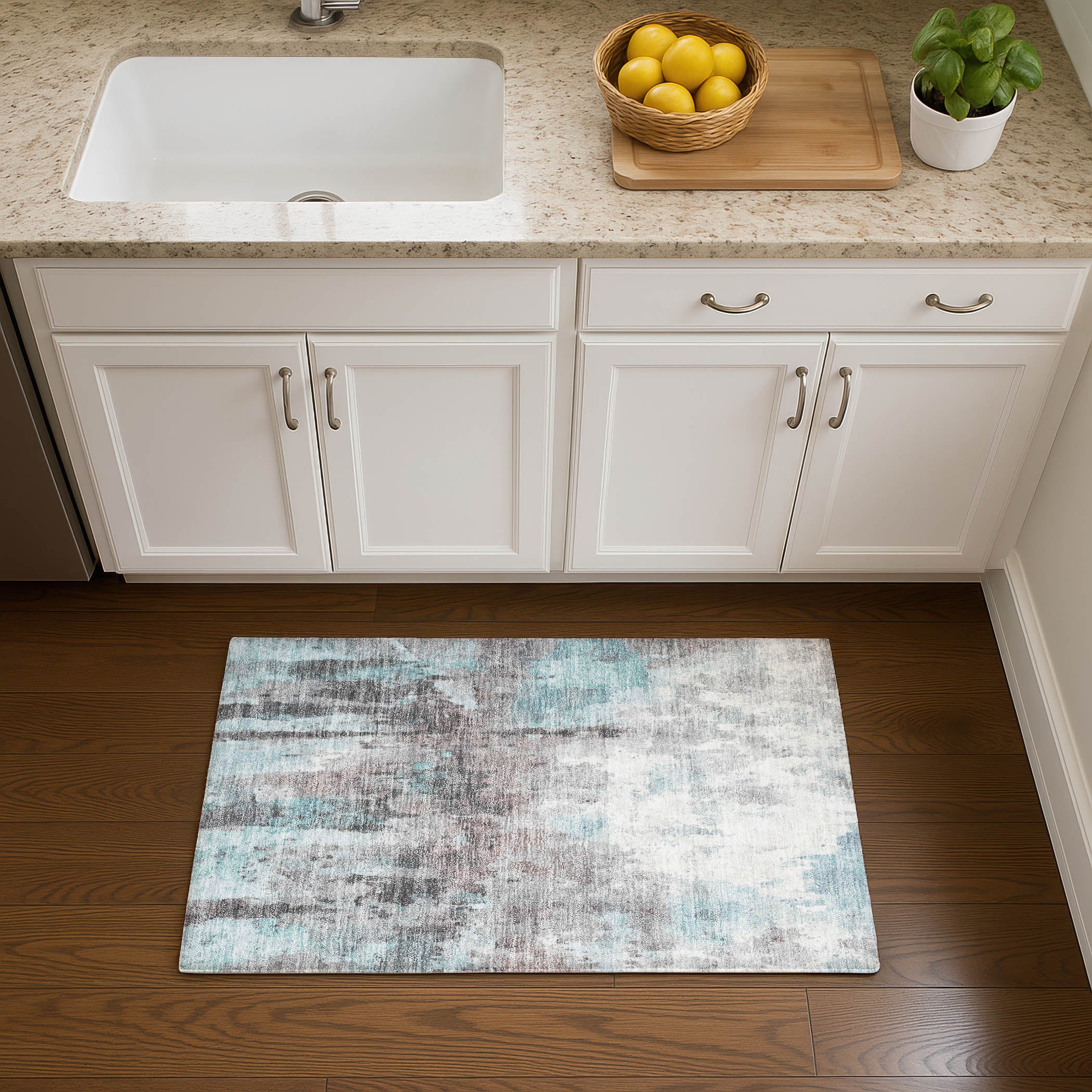 Cairo Machine Washable Transitional Teal Rug 1'8" x 2'6" #shape_Rectangle