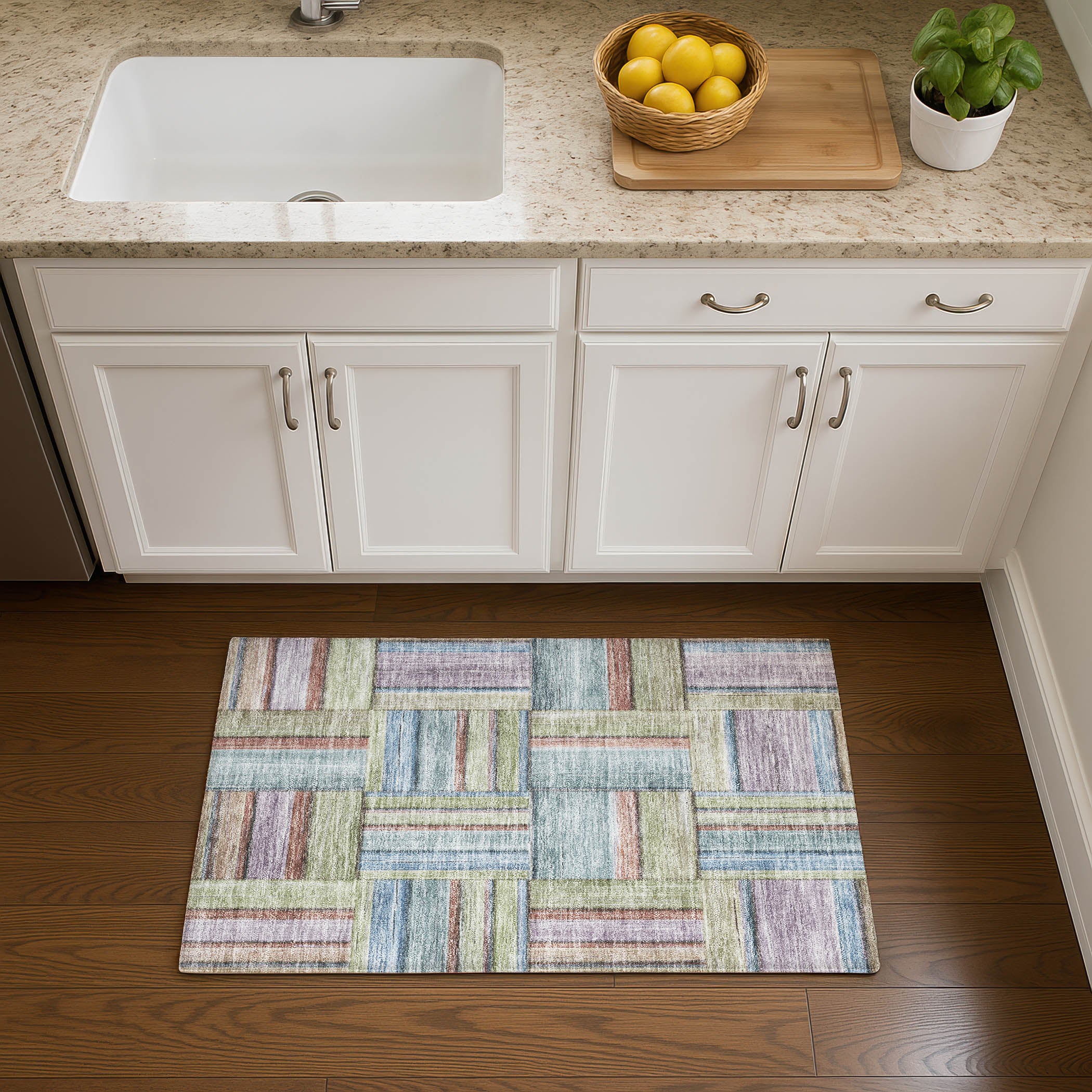 Porto Machine Washable Transitional Aloe Green Rug 1'8" x 2'6" #shape_Rectangle