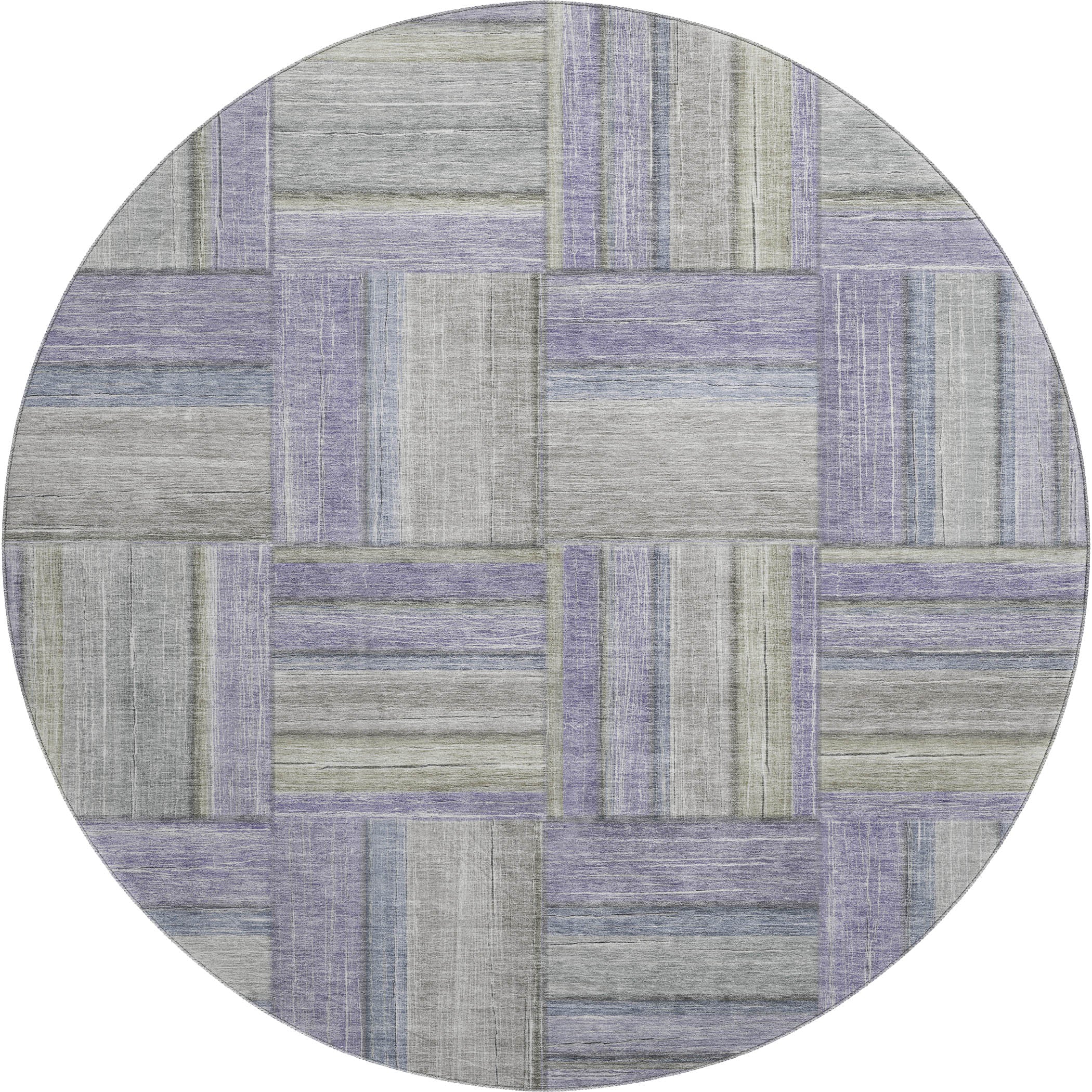 Porto Machine Washable Transitional Purple Rug 8' x 8' #shape_Round