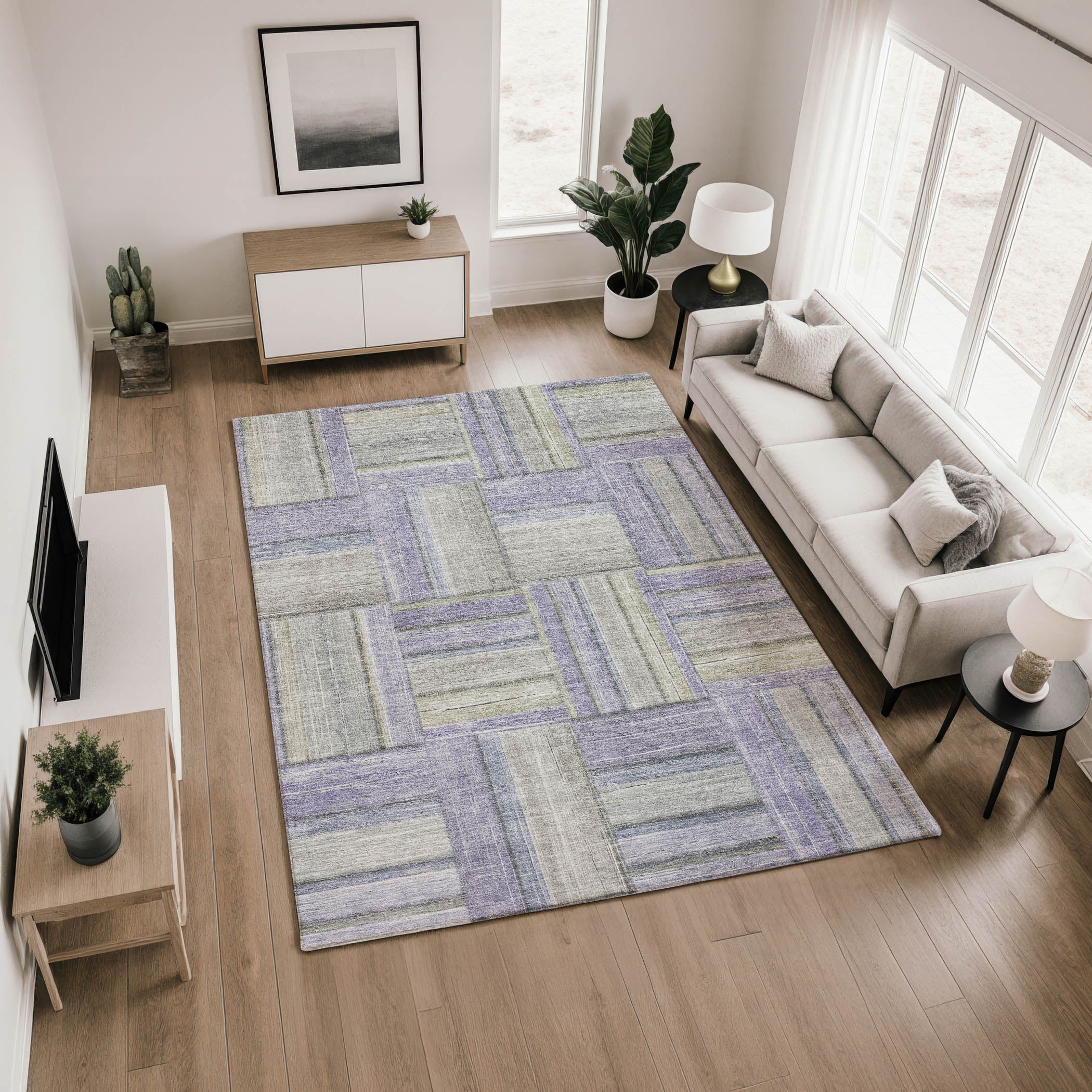 Porto Machine Washable Transitional Purple Rug 2'6" x 3'10" #shape_Rectangle