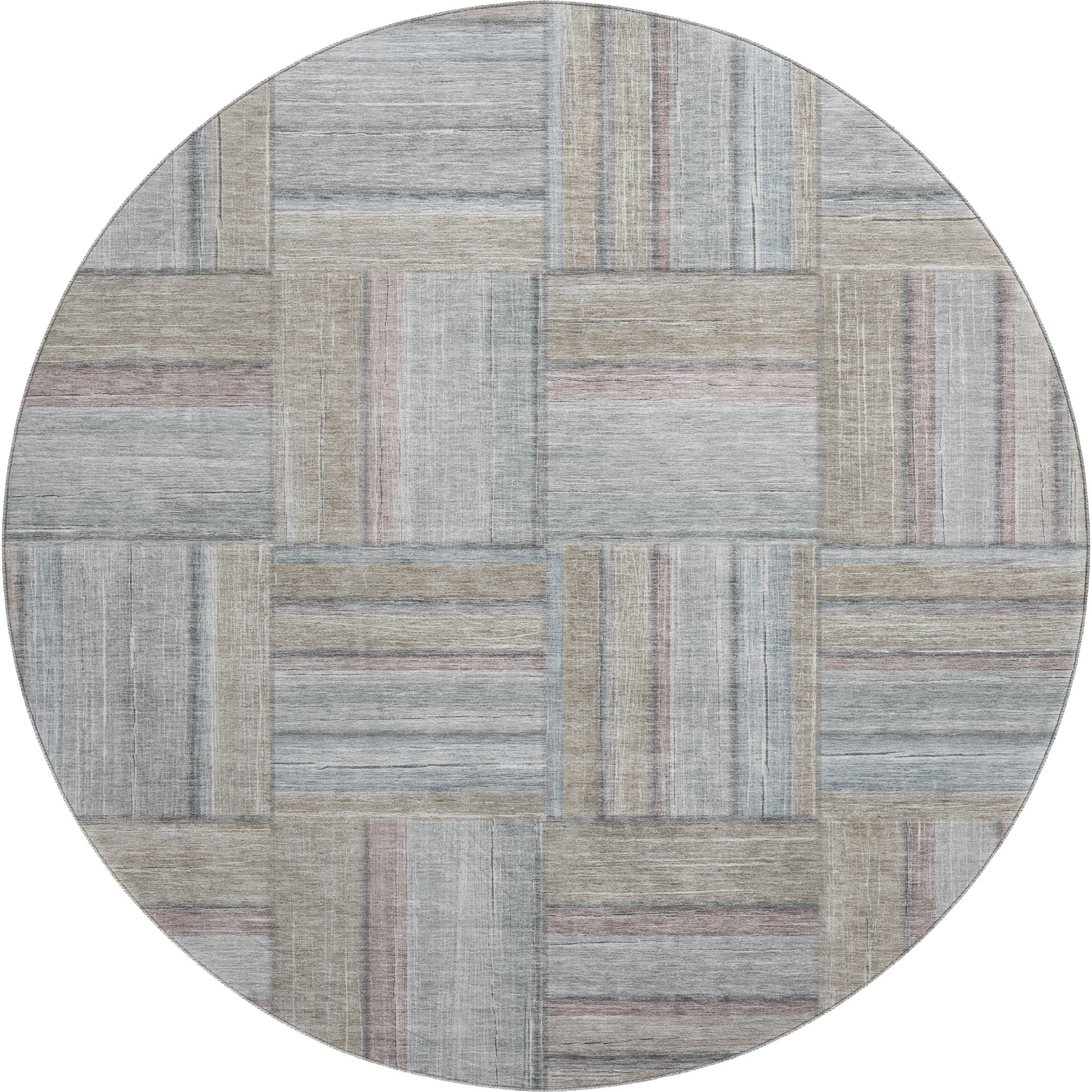 Porto Machine Washable Transitional Taupe Brown Rug 8' x 8' #shape_Round