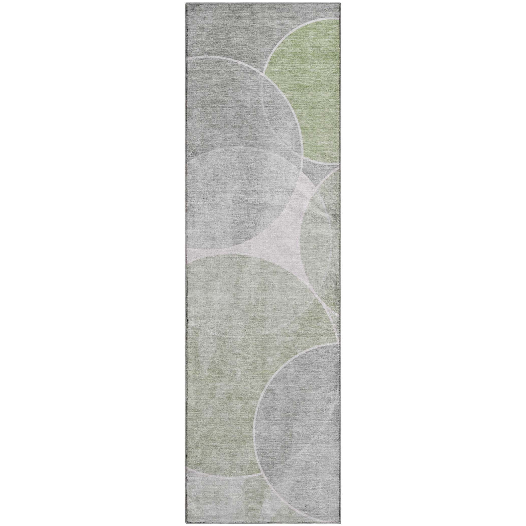 Athens Machine Washable Transitional Aloe Green Rug 2'3" x 7'6" #shape_Runner