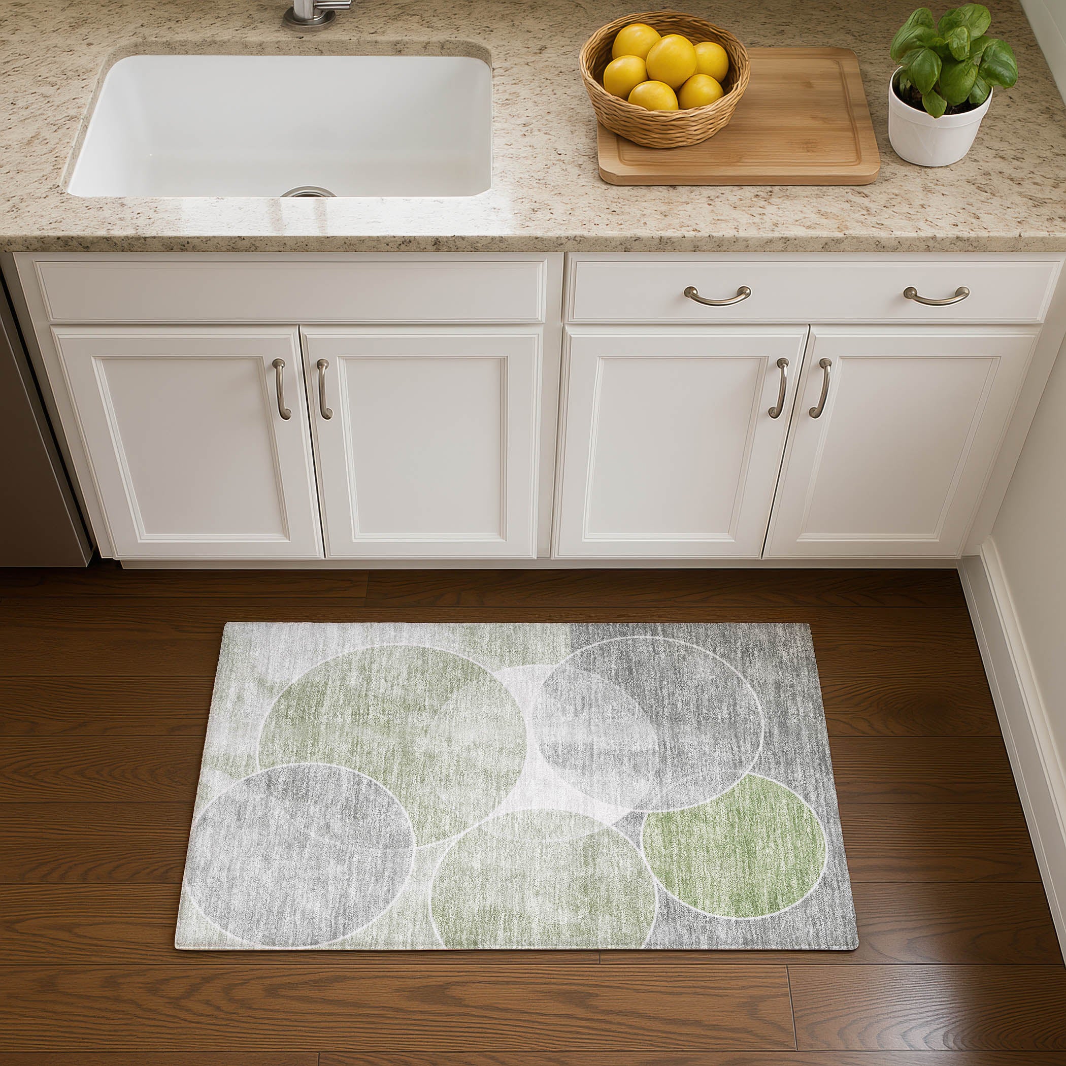 Athens Machine Washable Transitional Aloe Green Rug 1'8" x 2'6" #shape_Rectangle