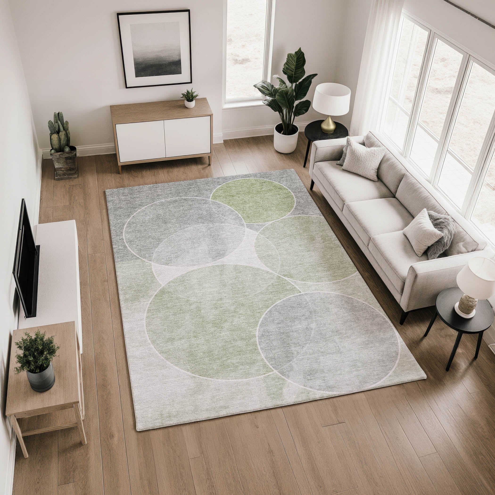 Athens Machine Washable Transitional Aloe Green Rug 2'6" x 3'10" #shape_Rectangle