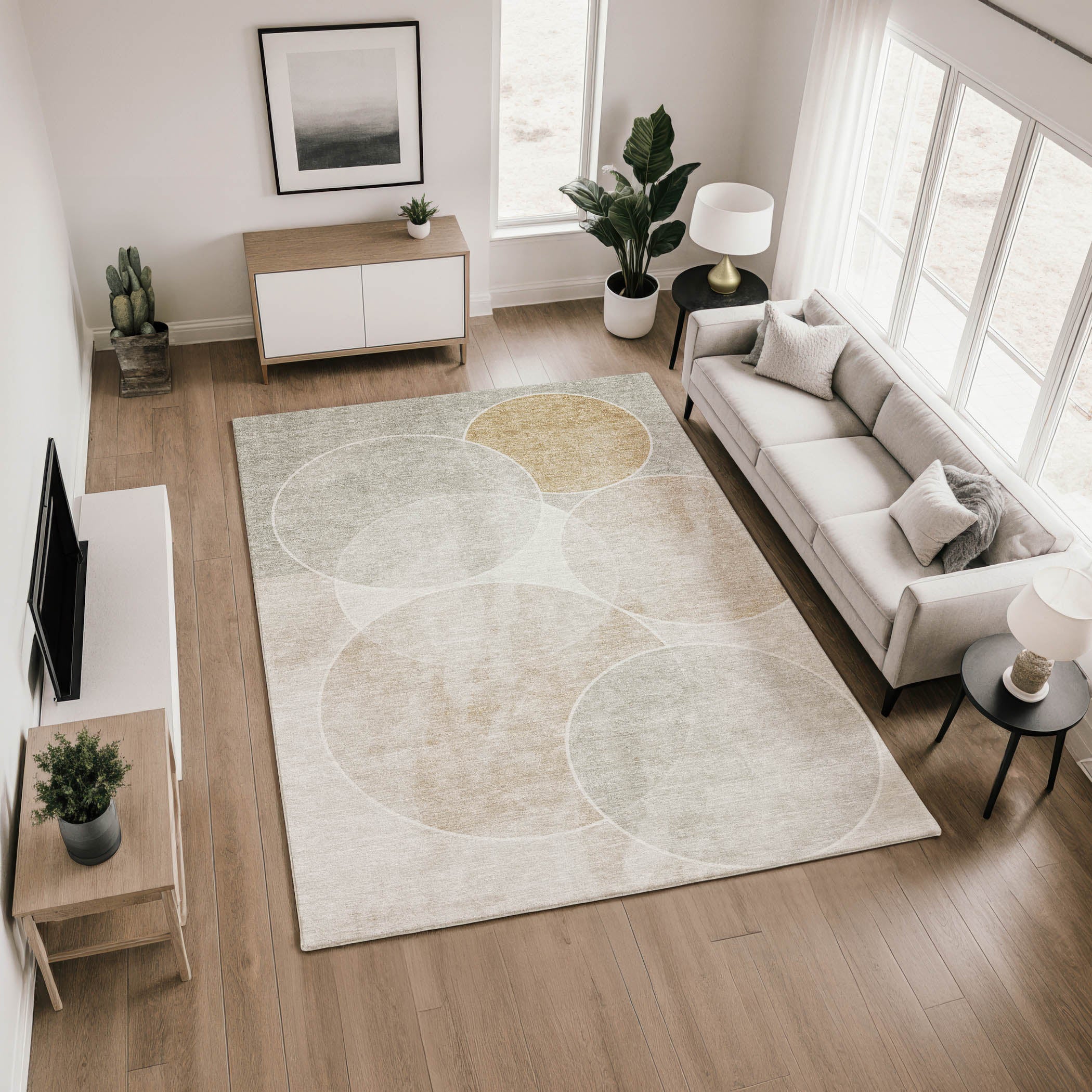 Athens Machine Washable Transitional Beige Brown Rug 2'6" x 3'10" #shape_Rectangle