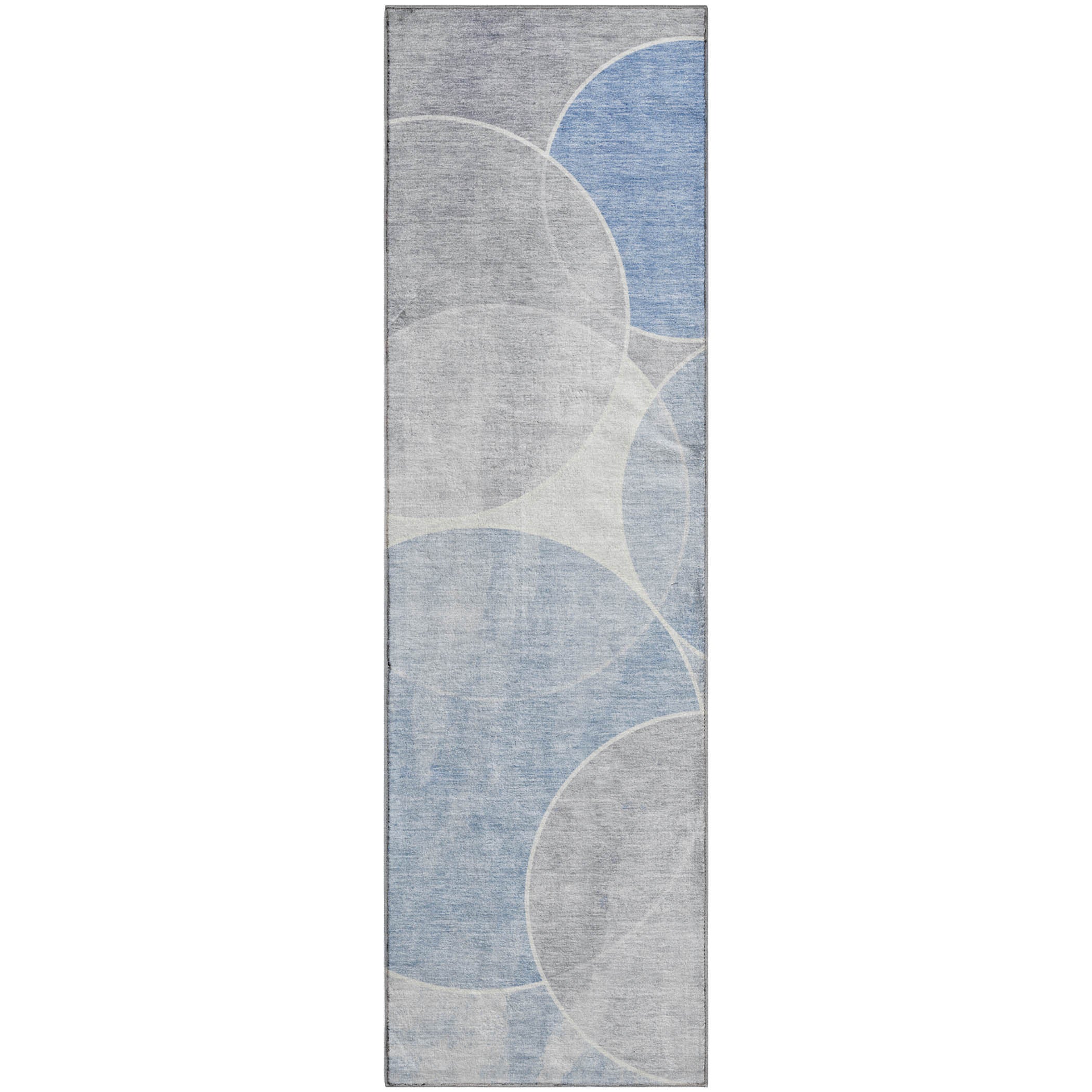 Athens Machine Washable Transitional Denim Blue Rug 2'3" x 7'6" #shape_Runner