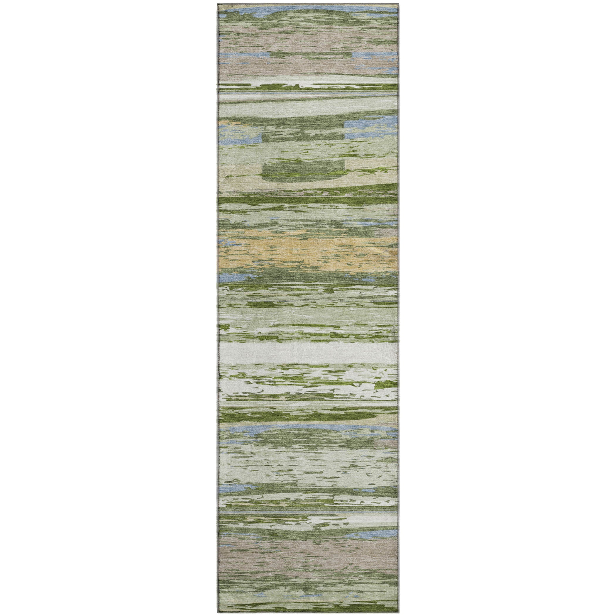Mostar Machine Washable Transitional Aloe Green Rug 2'3" x 7'6" #shape_Runner