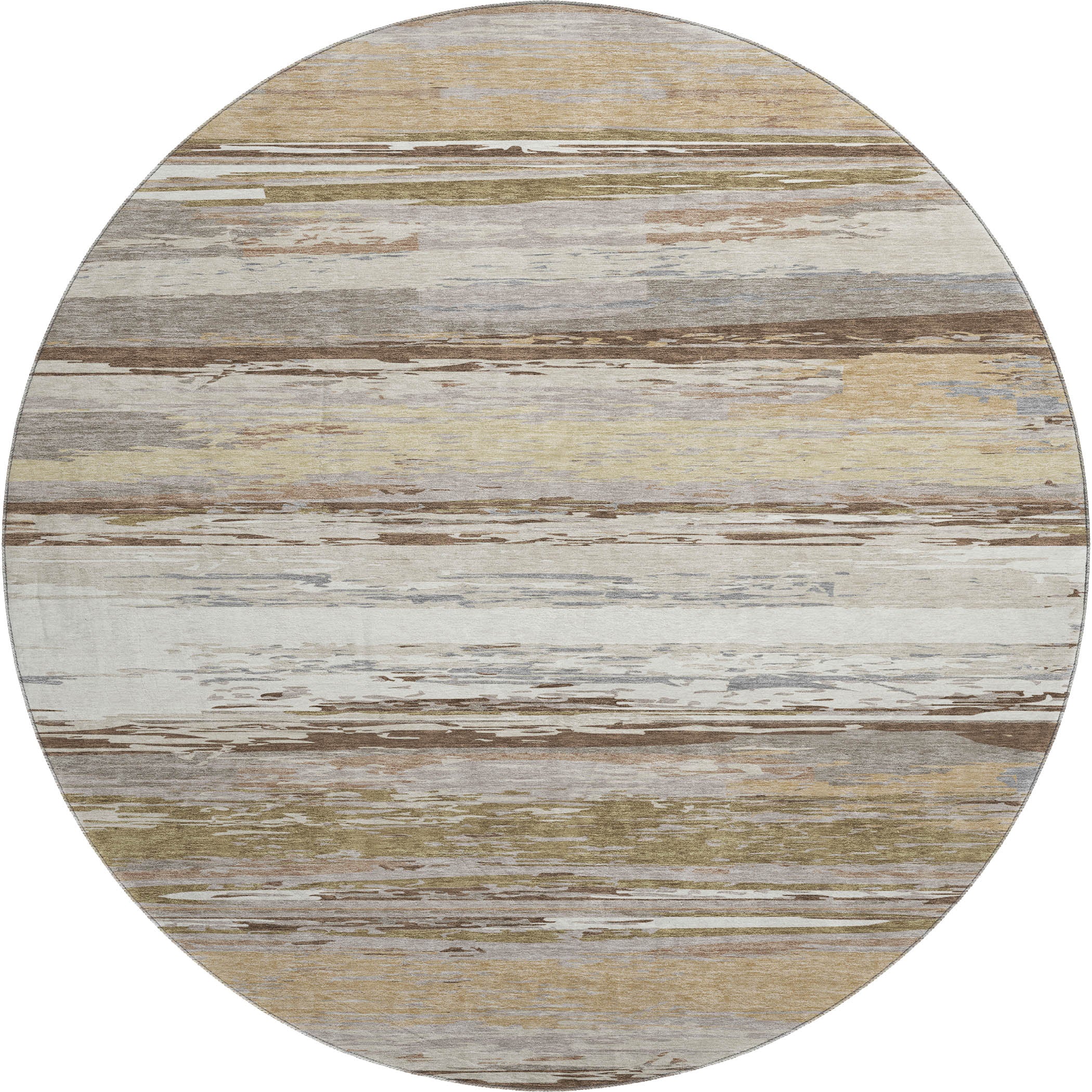 Mostar Machine Washable Transitional Beige Brown Rug 8' x 8' #shape_Round