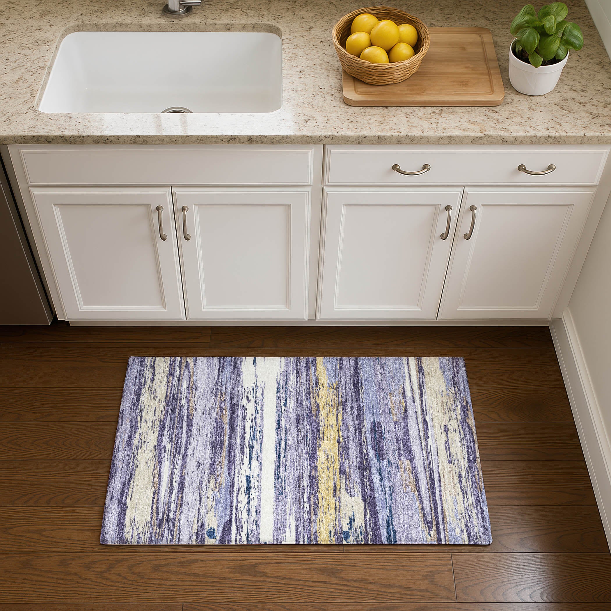 Mostar Machine Washable Transitional Lavender Purple Rug 1'8" x 2'6" #shape_Rectangle