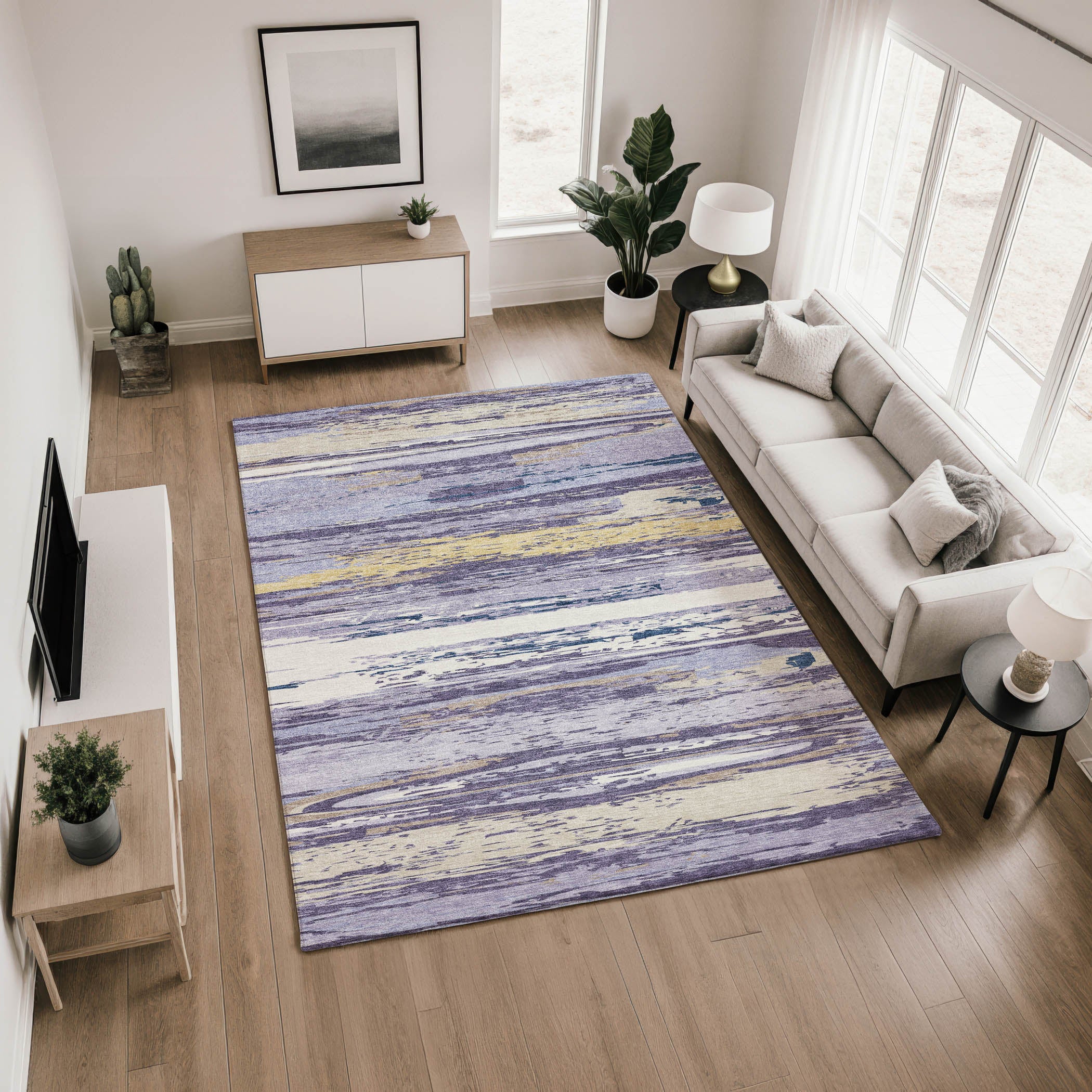 Mostar Machine Washable Transitional Lavender Purple Rug 2'6" x 3'10" #shape_Rectangle