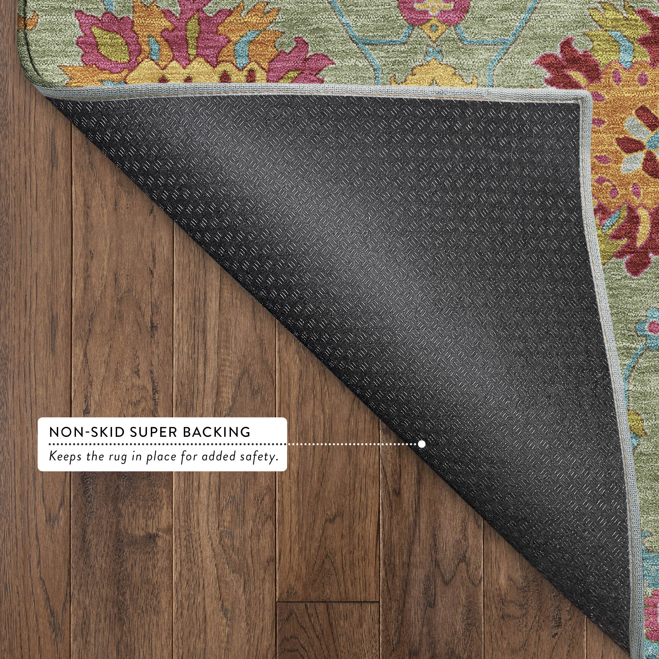 Antigua Machine Washable Transitional Aloe Green Rug 1'8" x 2'6" #shape_Rectangle