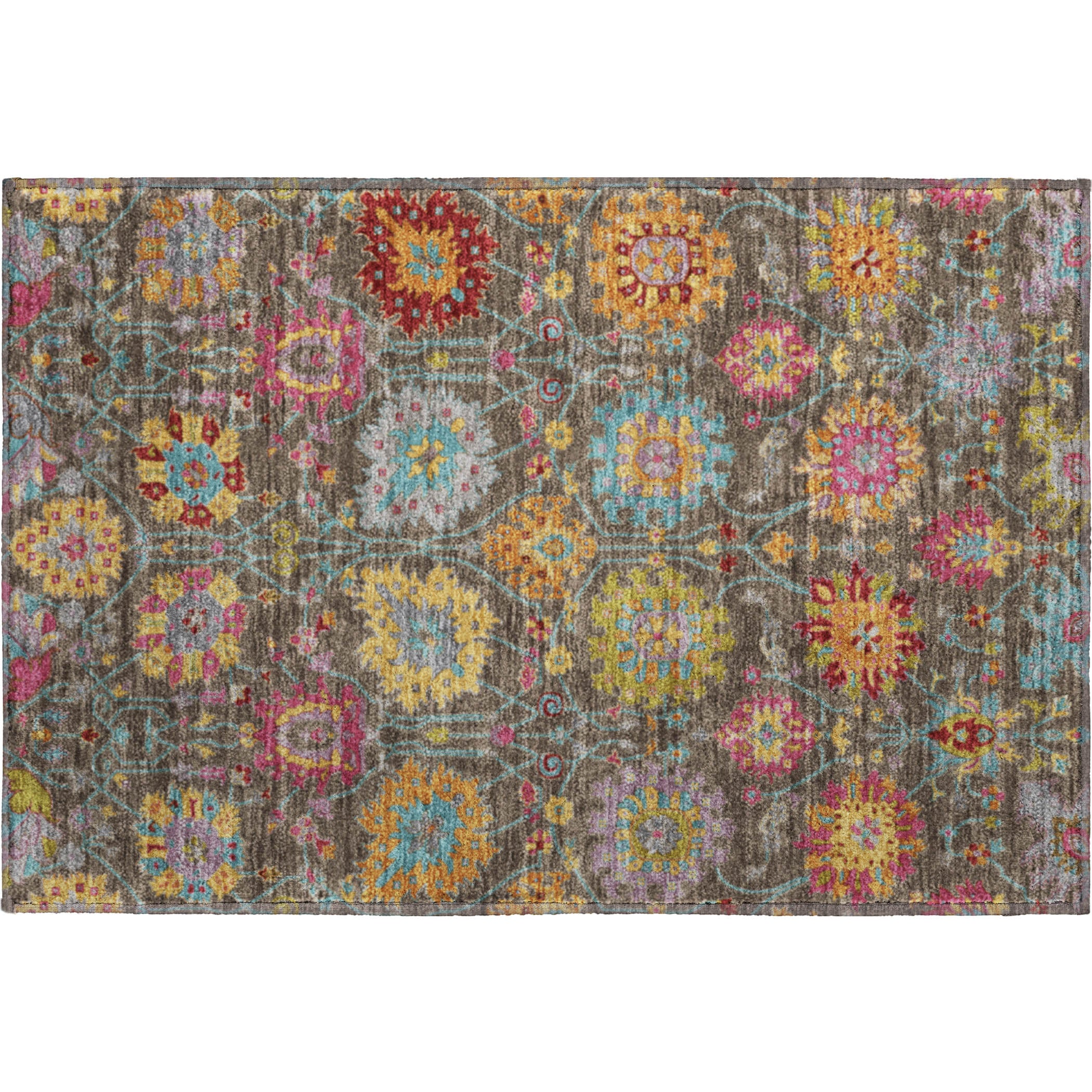 Antigua Machine Washable Transitional Chocolate Brown Rug 1'8" x 2'6" #shape_Rectangle