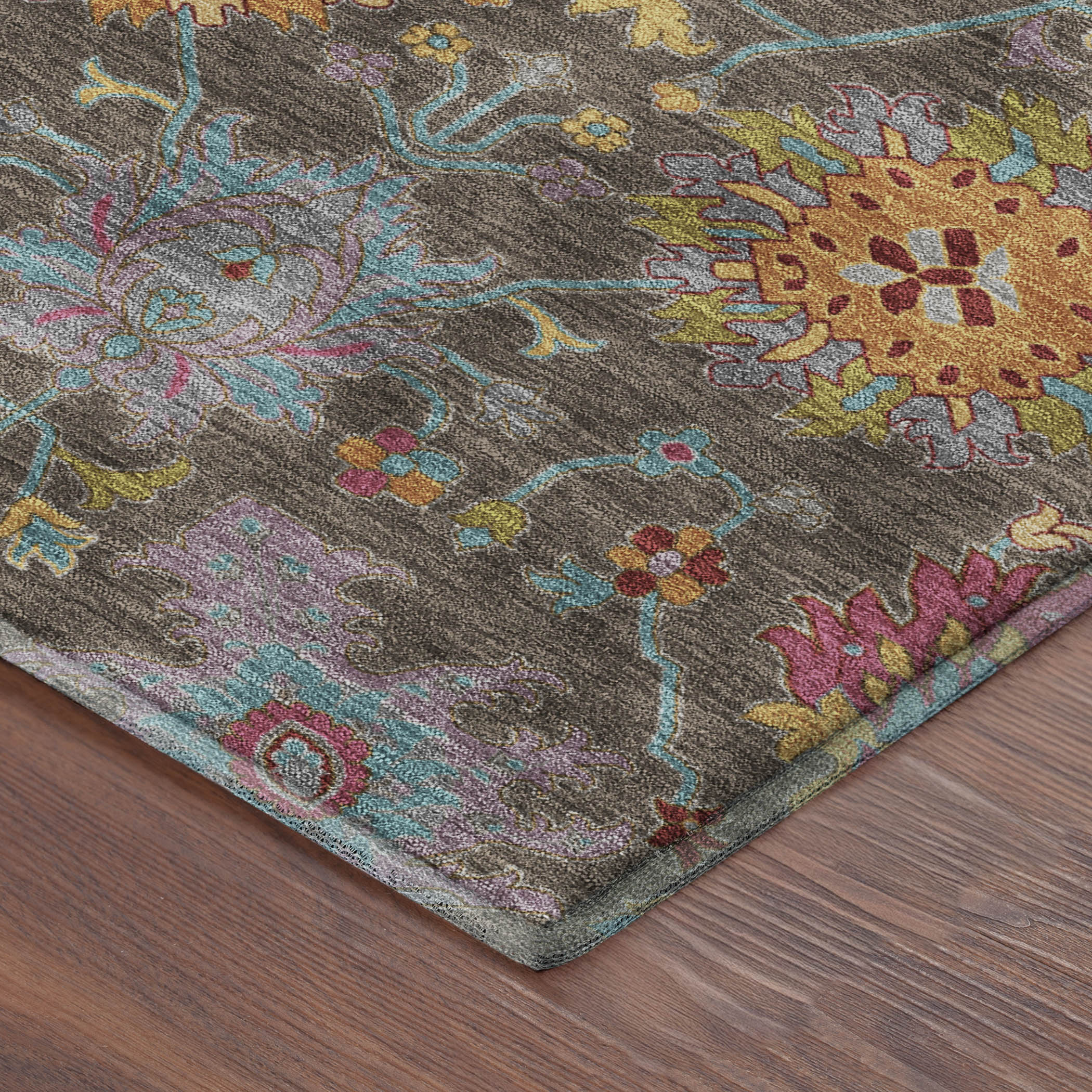 Antigua Machine Washable Transitional Chocolate Brown Rug 1'8" x 2'6" #shape_Rectangle