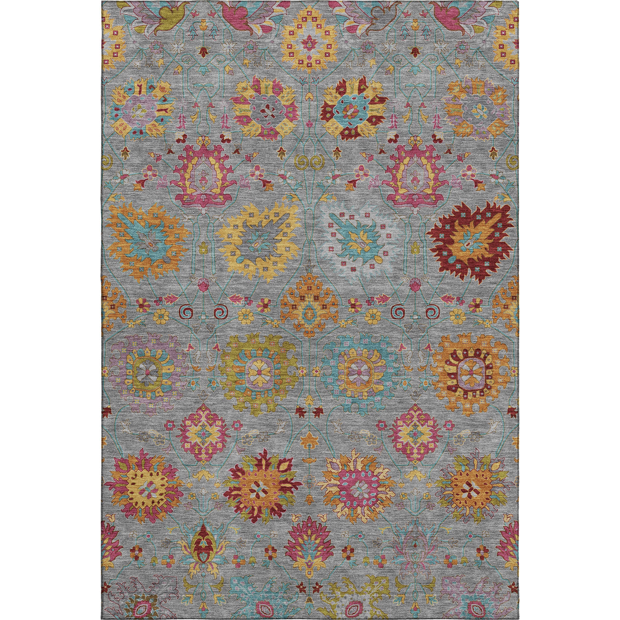 Antigua Machine Washable Transitional Gray Rug 3' x 5' #shape_Rectangle