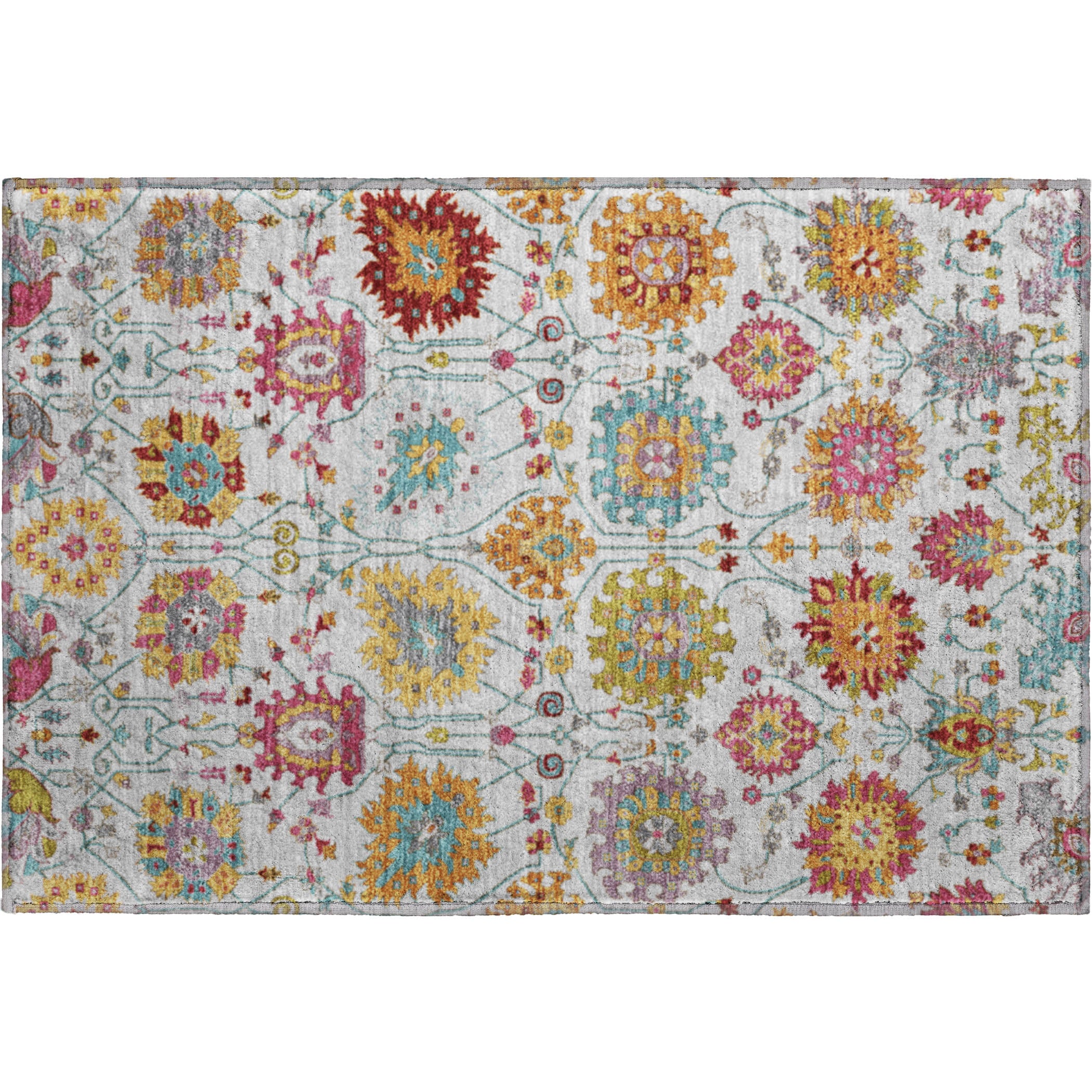 Antigua Machine Washable Transitional Ivory Rug 1'8" x 2'6" #shape_Rectangle