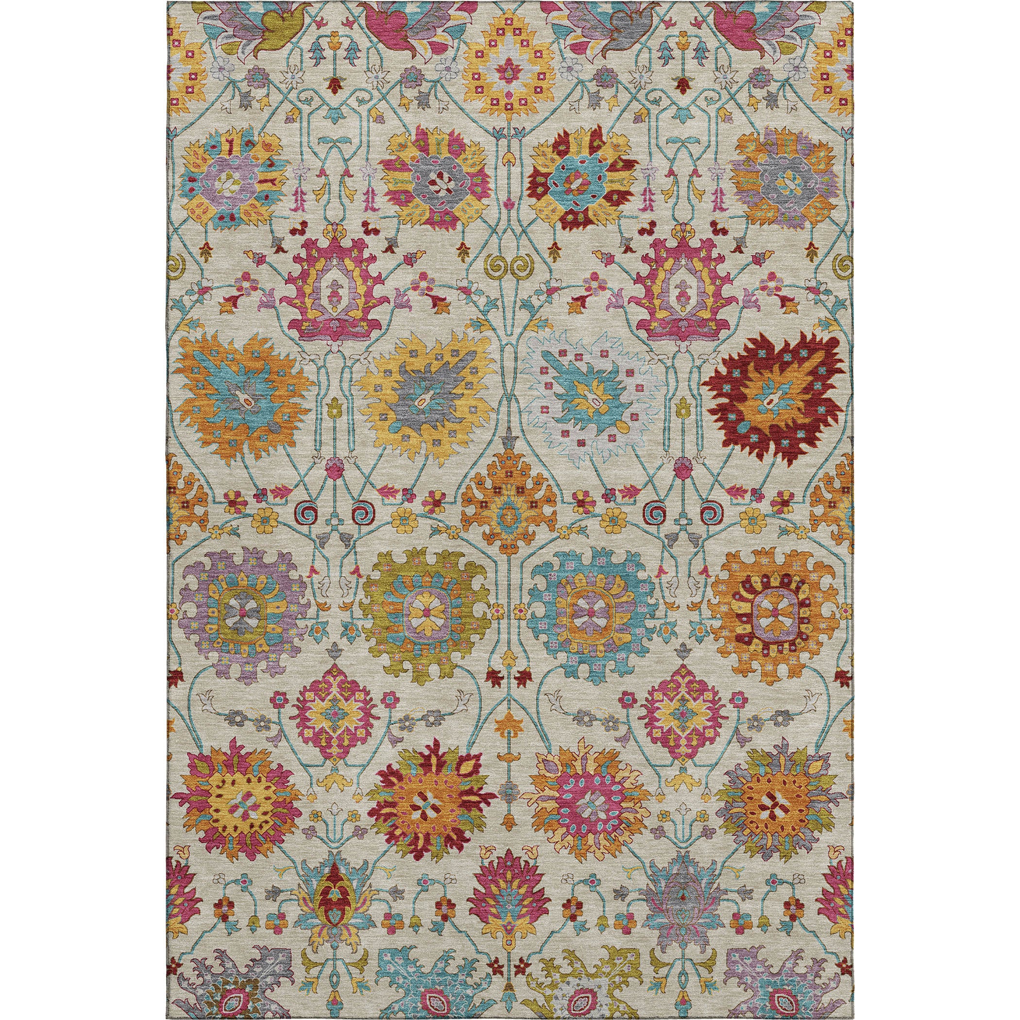 Antigua Machine Washable Transitional Linen Ivory Rug 3' x 5' #shape_Rectangle