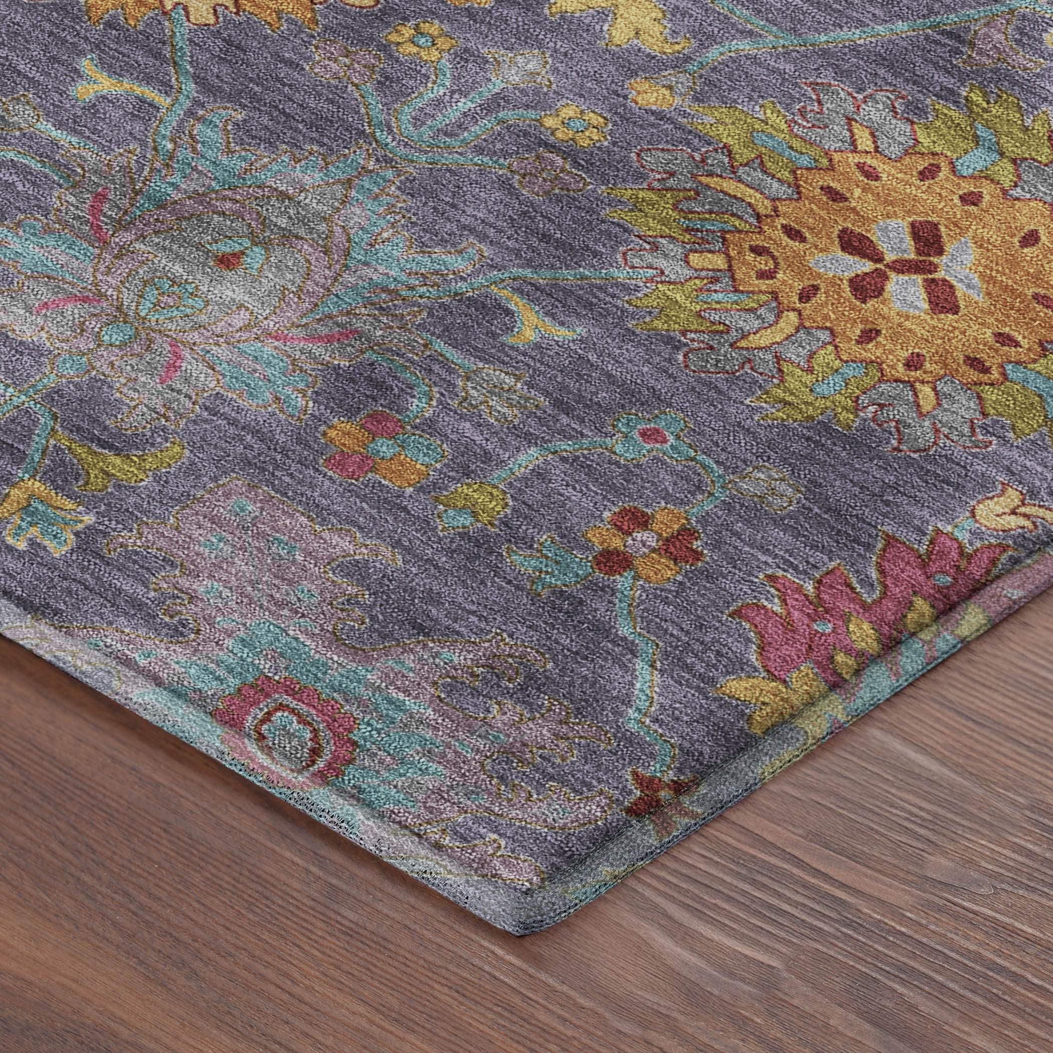 Antigua Machine Washable Transitional Purple Rug 1'8" x 2'6" #shape_Rectangle