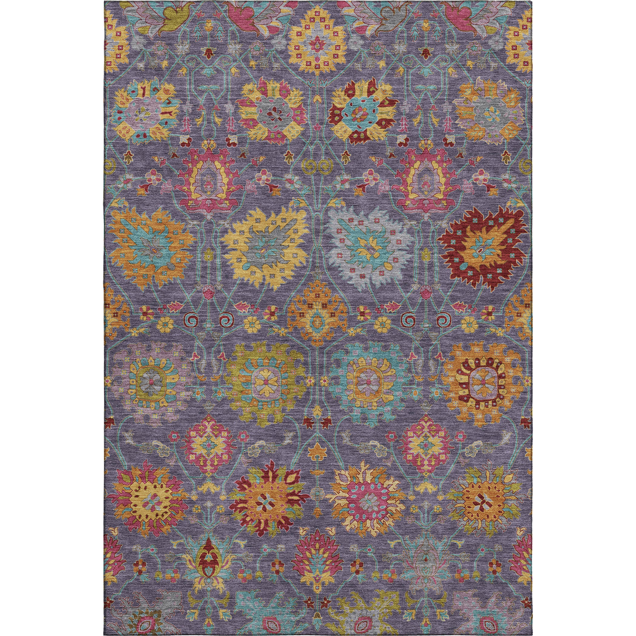Antigua Machine Washable Transitional Purple Rug 3' x 5' #shape_Rectangle
