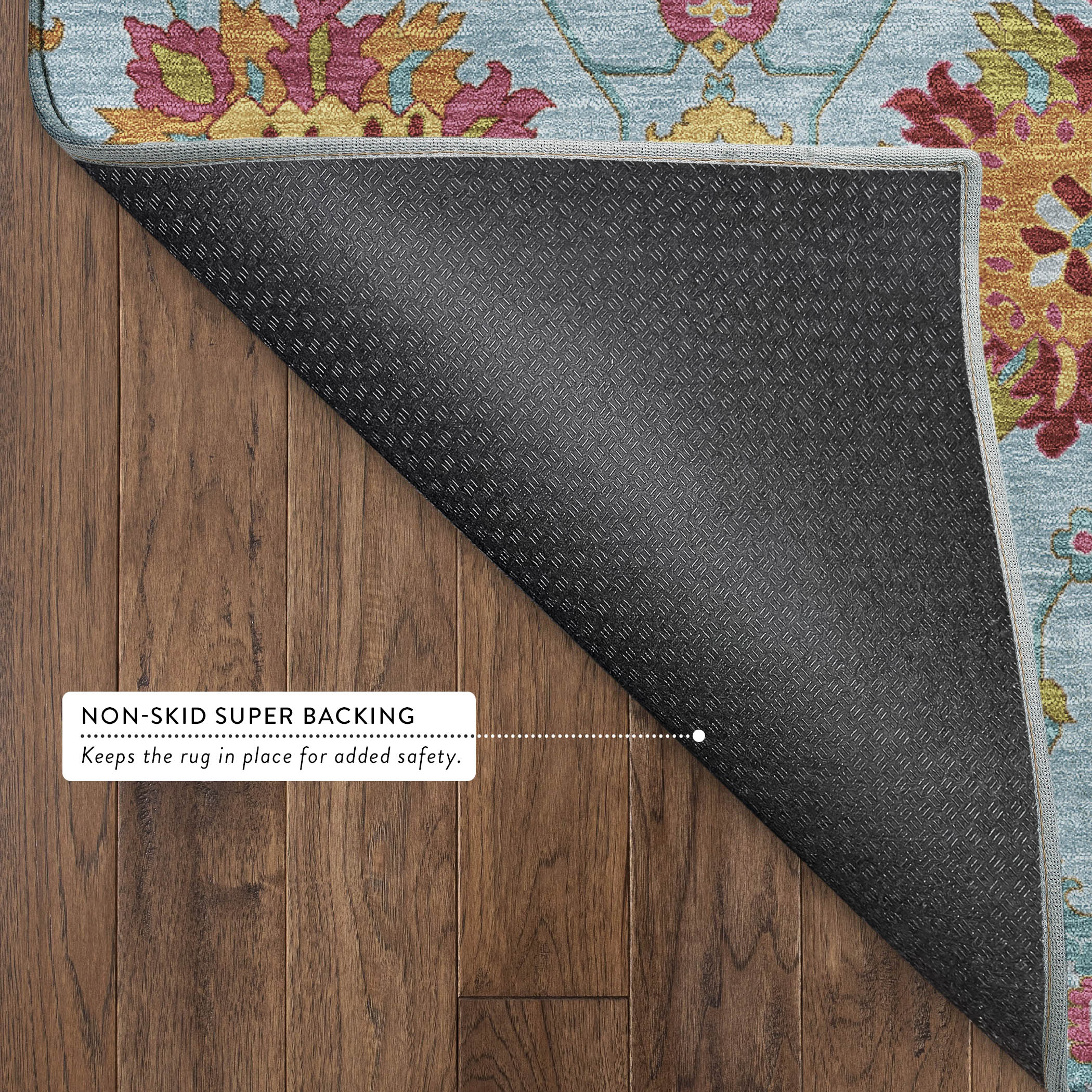 Antigua Machine Washable Transitional Sky Blue Rug 1'8" x 2'6" #shape_Rectangle