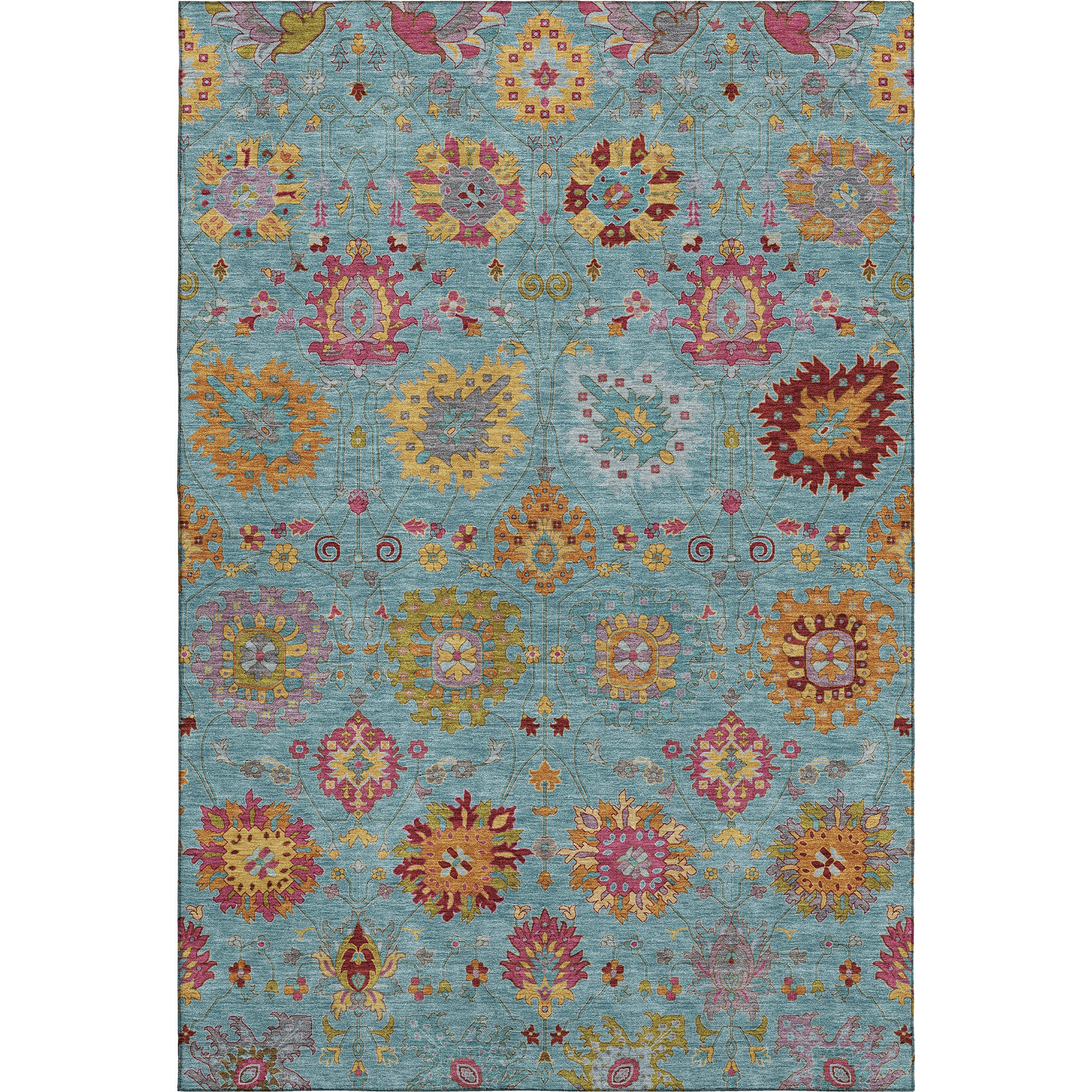 Antigua Machine Washable Transitional Teal Rug 3' x 5' #shape_Rectangle