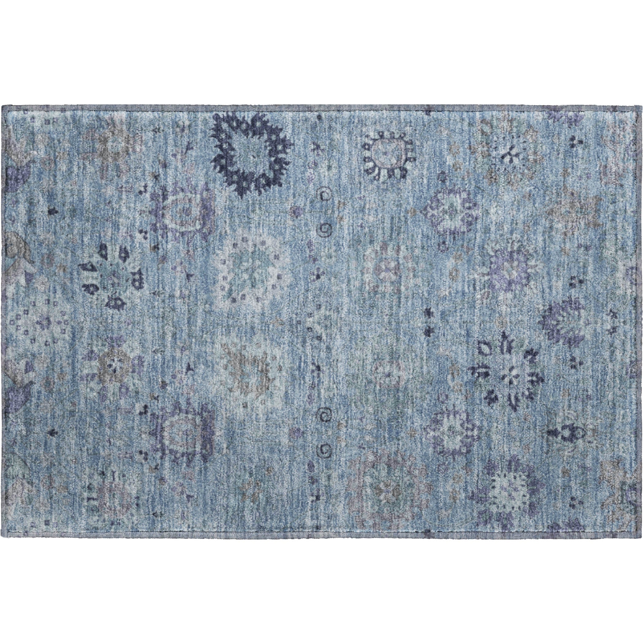 Queenstown Machine Washable Transitional Denim Blue Rug 1'8" x 2'6" #shape_Rectangle