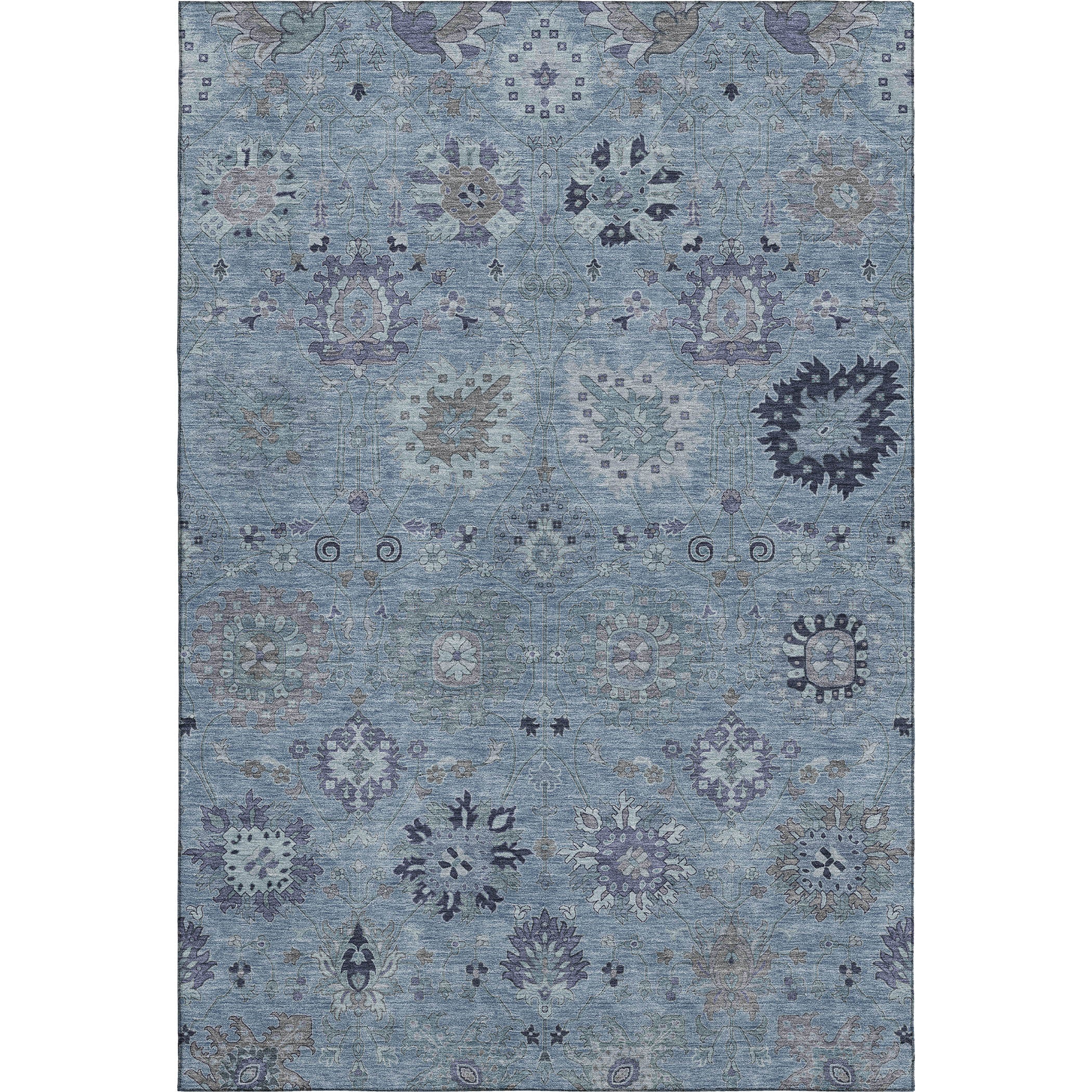 Queenstown Machine Washable Transitional Denim Blue Rug 3' x 5' #shape_Rectangle