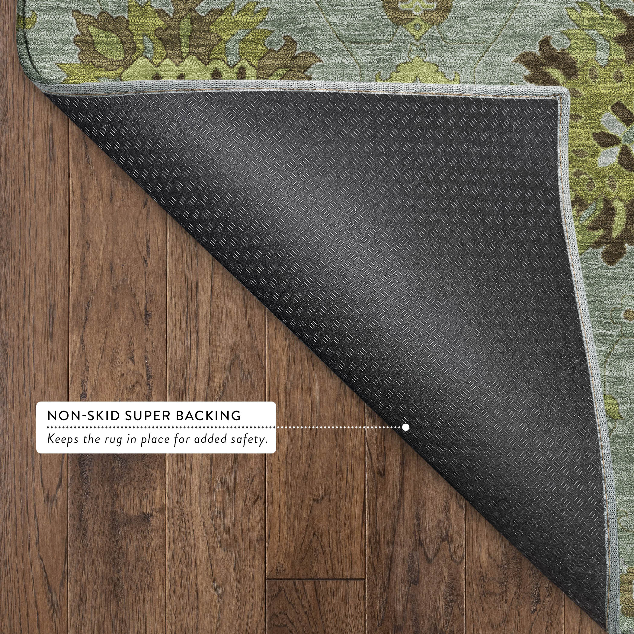 Queenstown Machine Washable Transitional Fern Green Rug 1'8" x 2'6" #shape_Rectangle