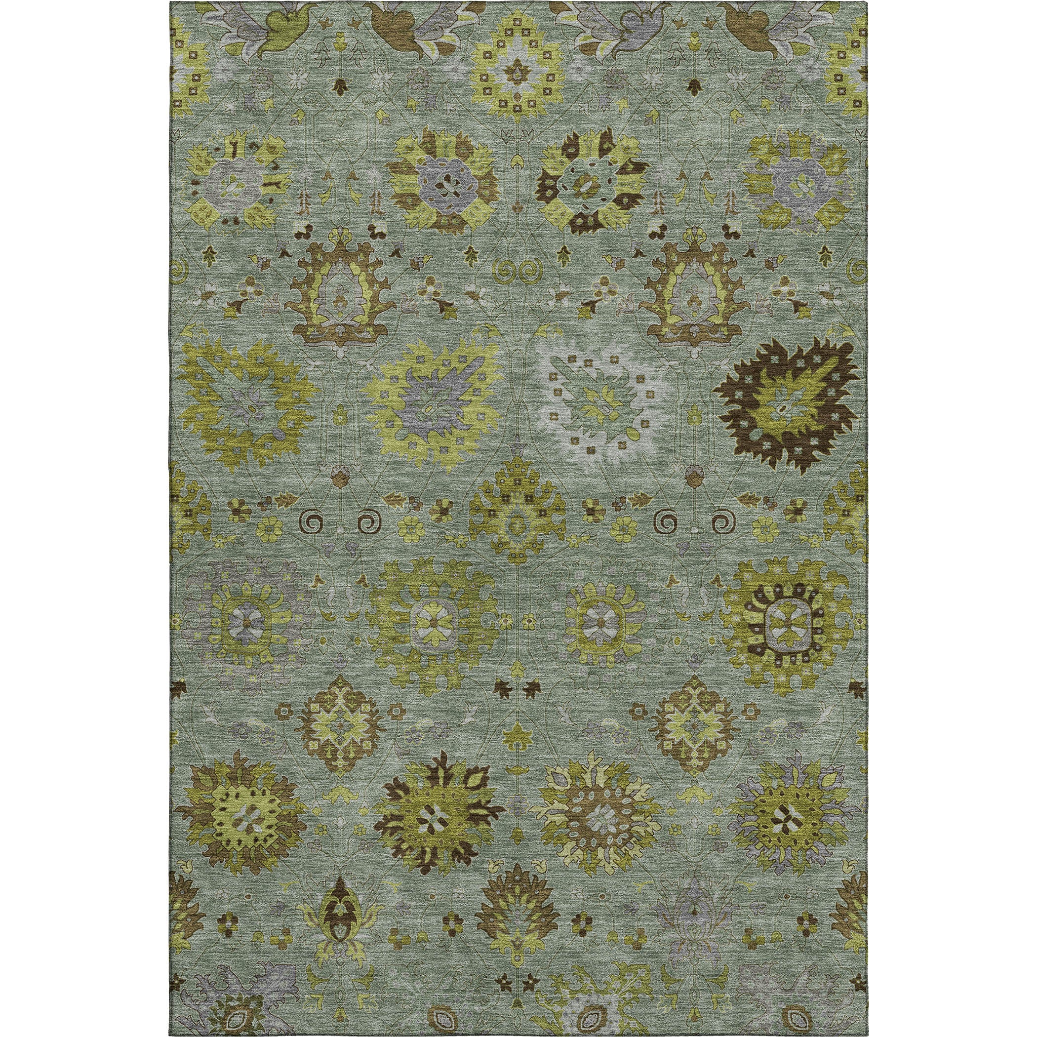 Queenstown Machine Washable Transitional Fern Green Rug 3' x 5' #shape_Rectangle