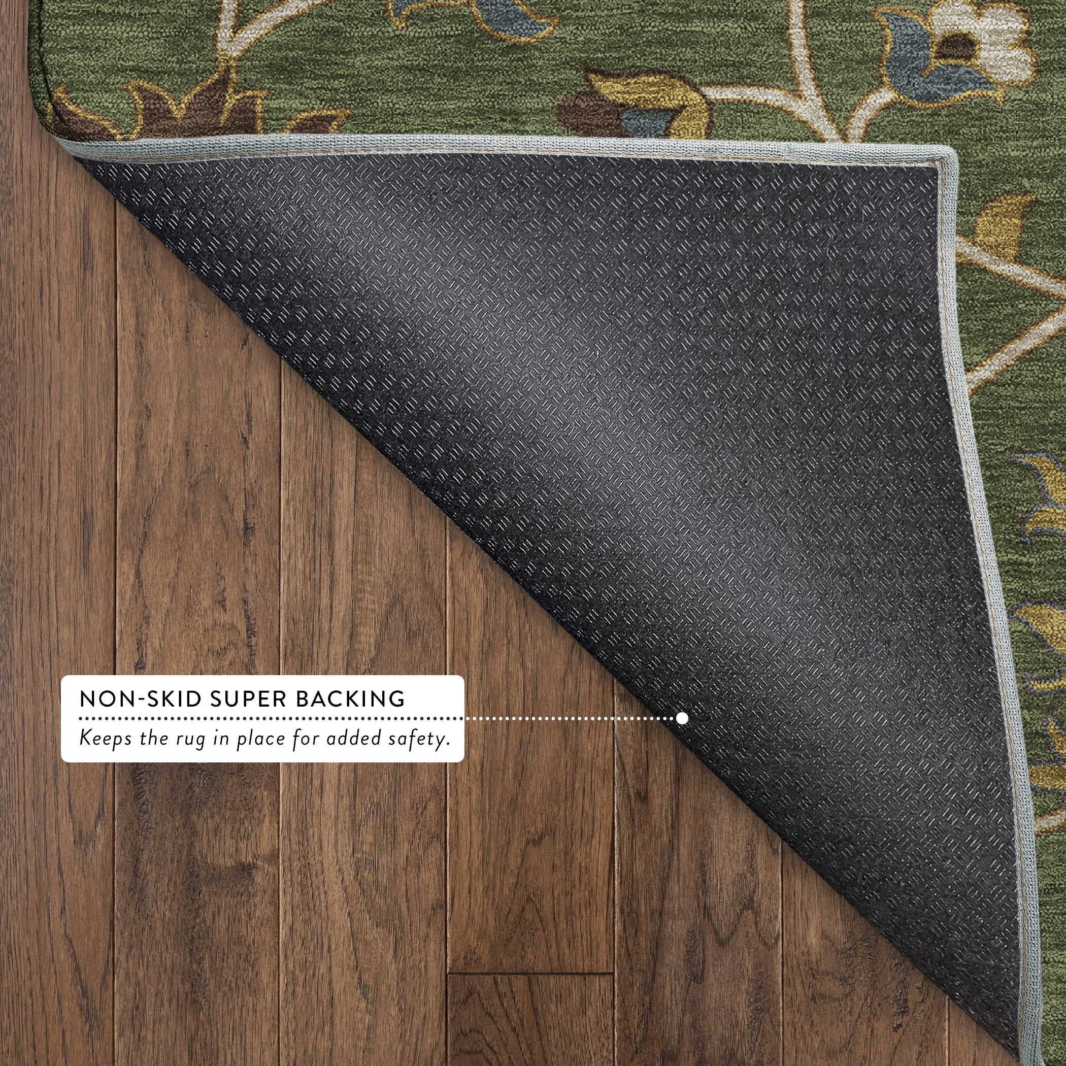 Bruges Machine Washable Traditional Aloe Green Rug 1'8" x 2'6" #shape_Rectangle