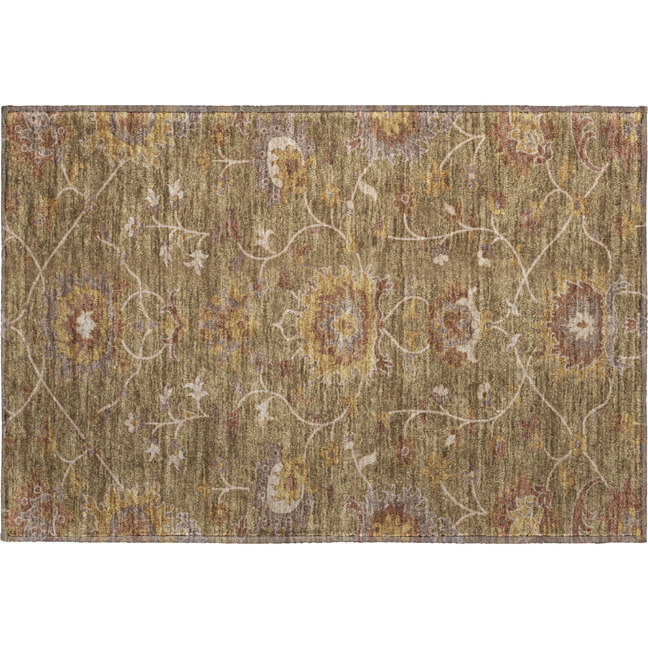 Bruges Machine Washable Traditional Brown Rug 1'8" x 2'6" #shape_Rectangle
