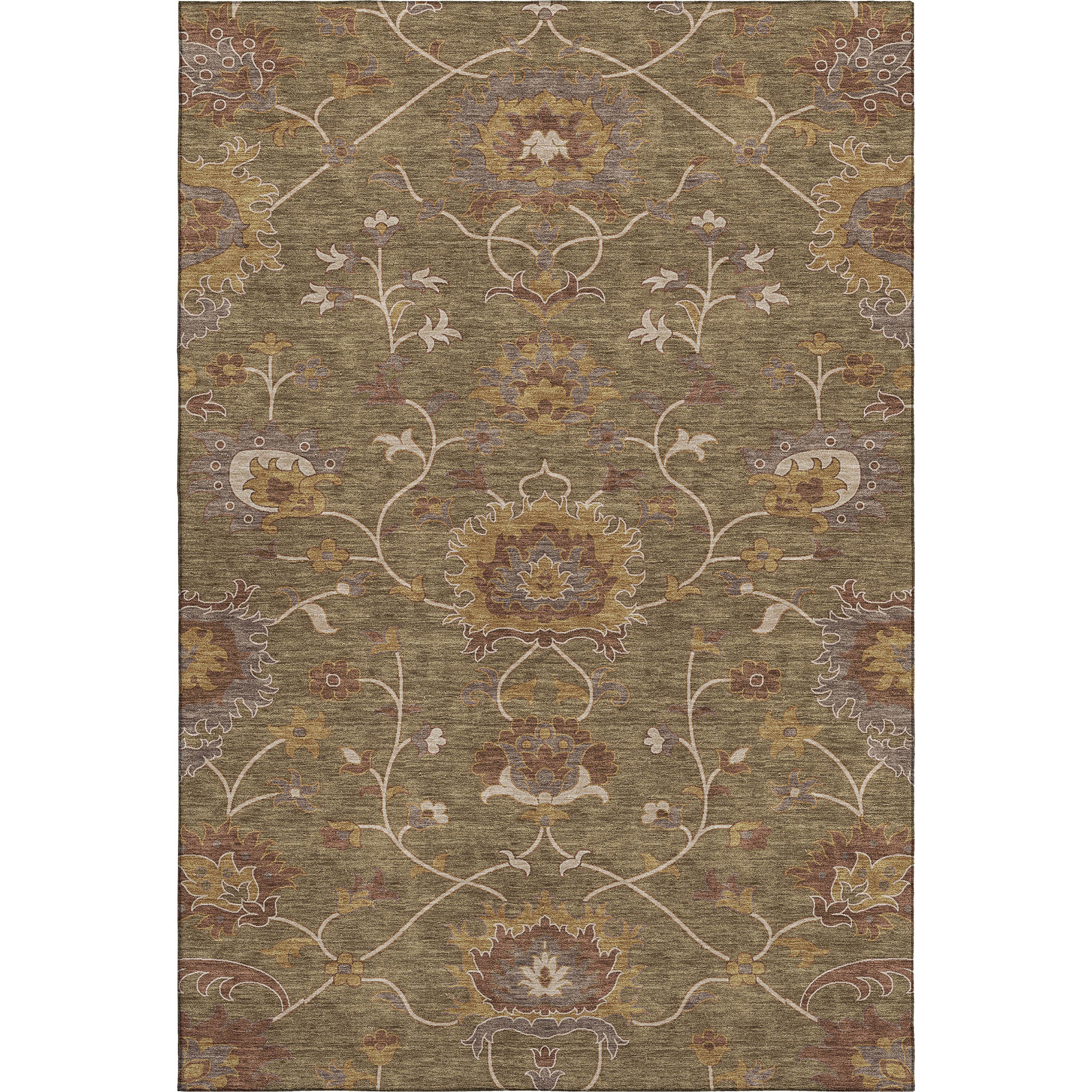 Bruges Machine Washable Traditional Brown Rug 3' x 5' #shape_Rectangle