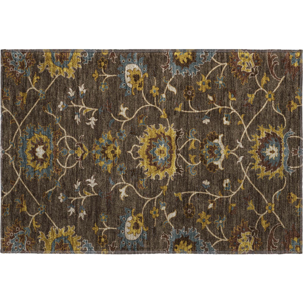 Bruges Machine Washable Traditional Chocolate Brown Rug 1'8" x 2'6"