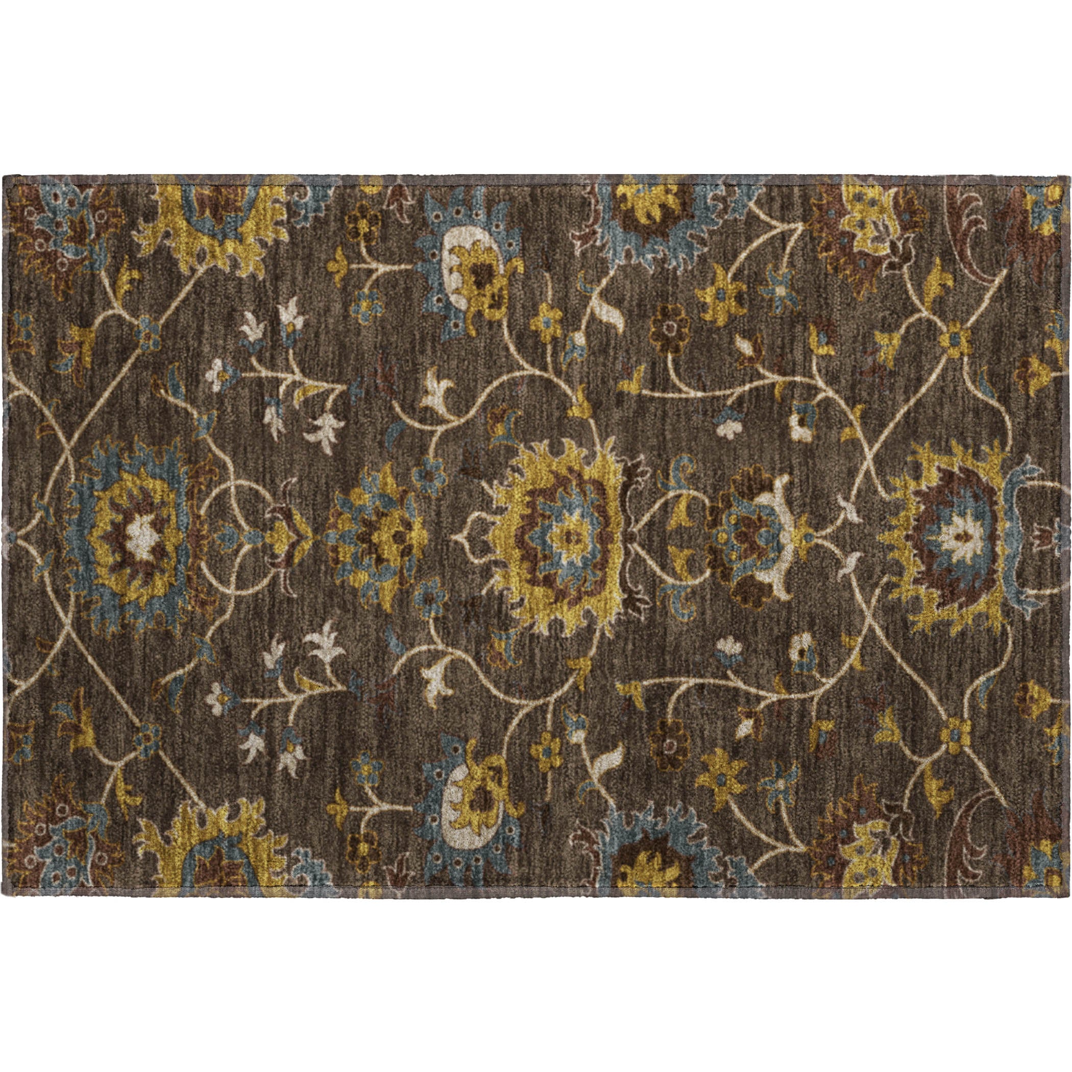 Bruges Machine Washable Traditional Chocolate Brown Rug 1'8" x 2'6" #shape_Rectangle