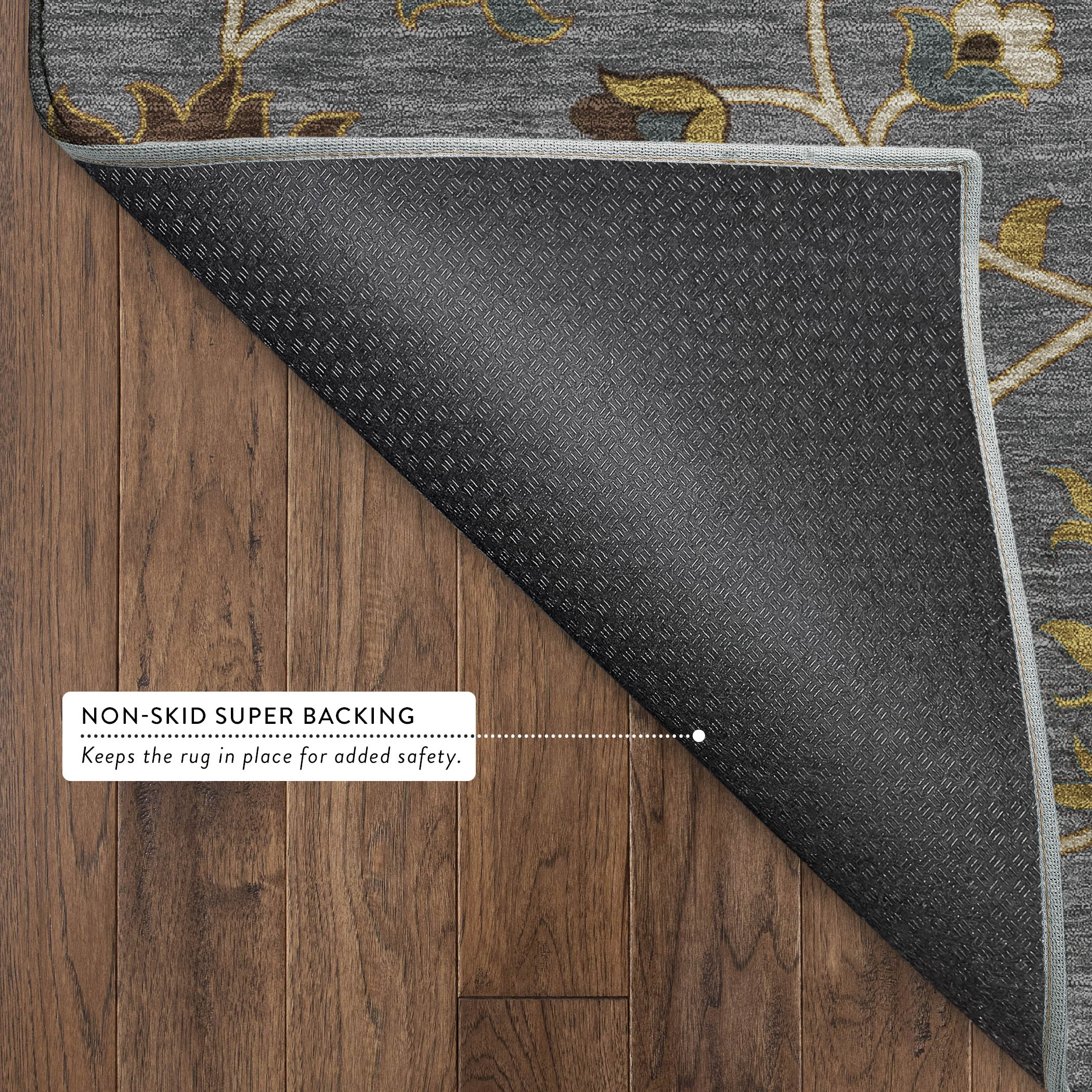 Bruges Machine Washable Traditional Gray Rug 1'8" x 2'6" #shape_Rectangle