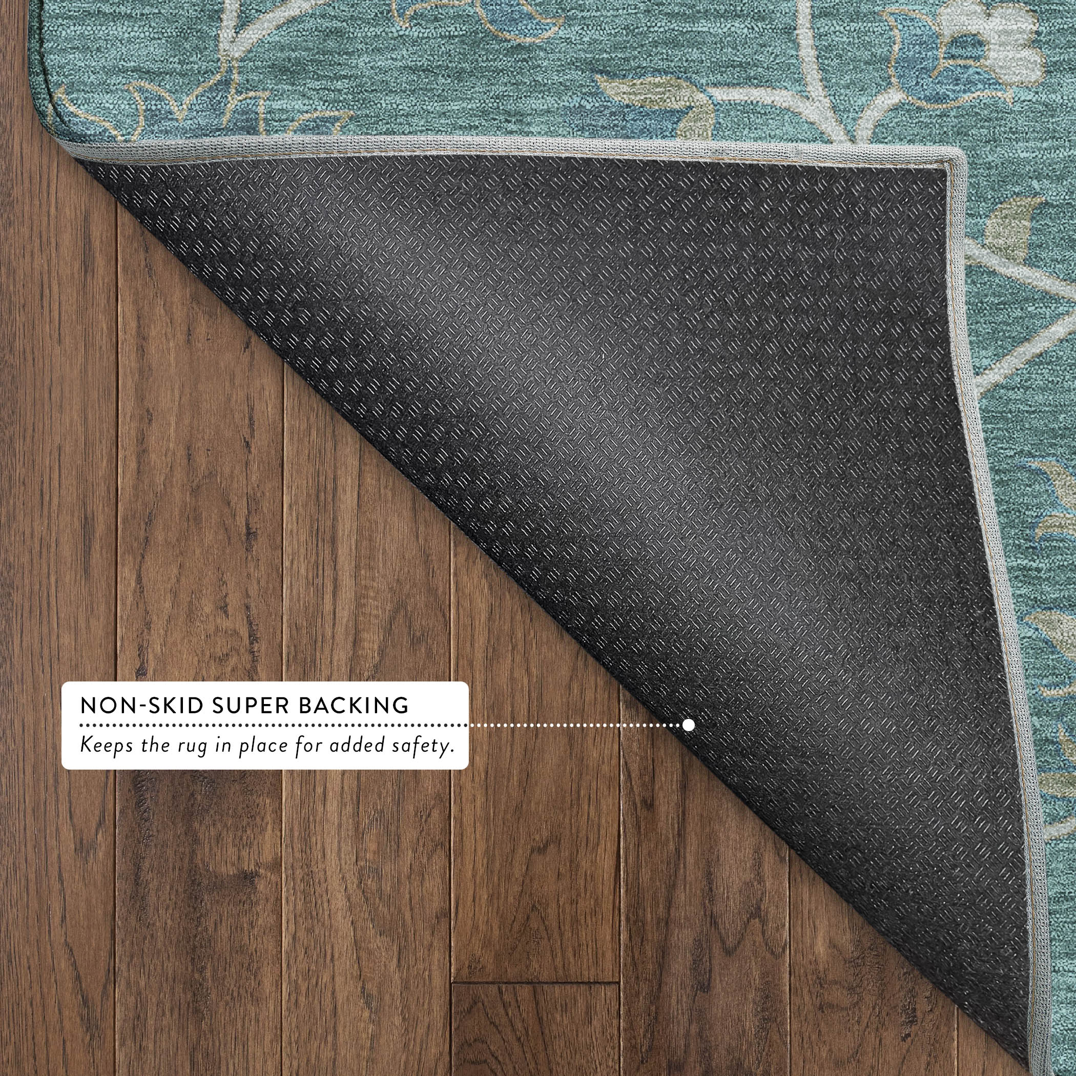 Bruges Machine Washable Traditional Teal Rug 1'8" x 2'6" #shape_Rectangle