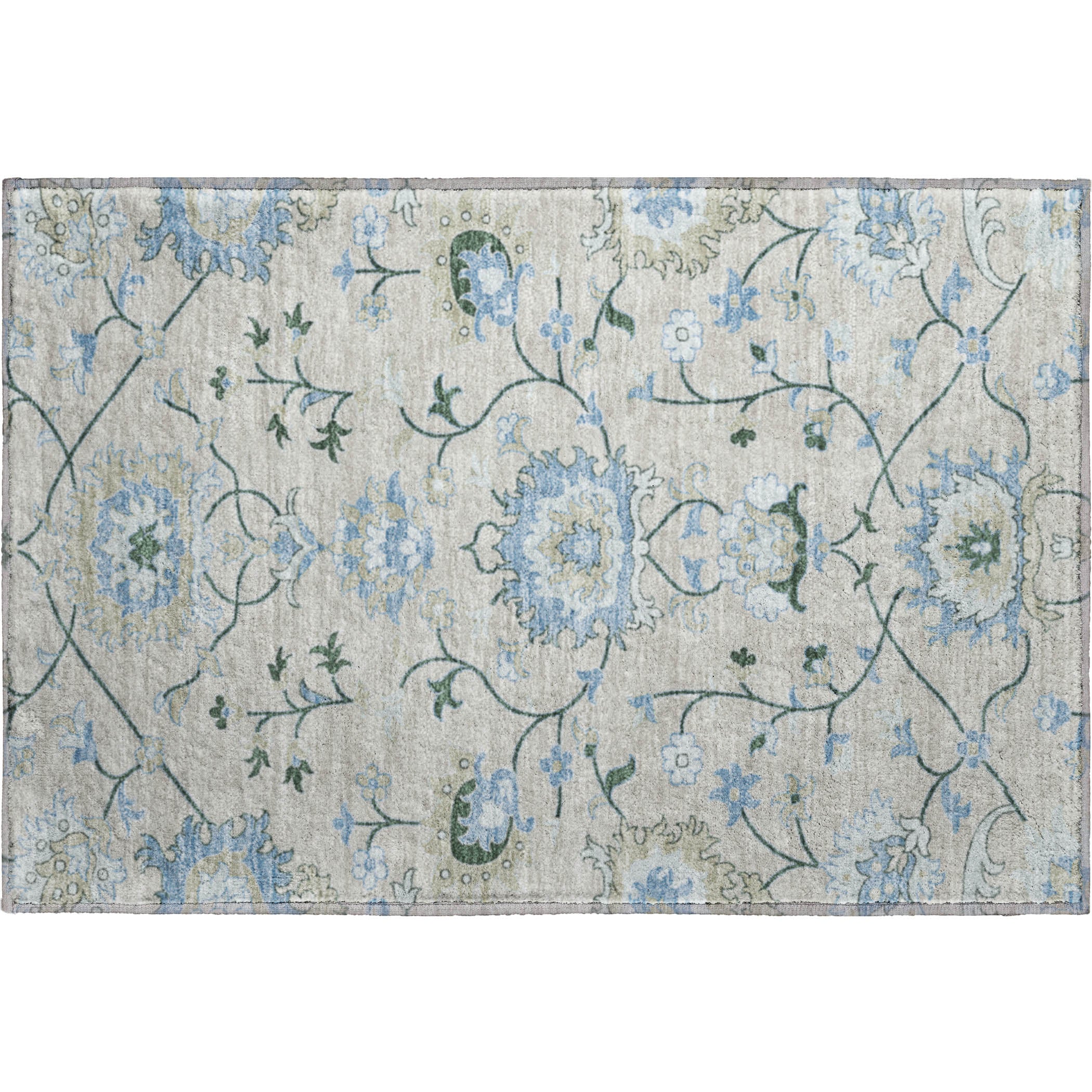 Cusco Machine Washable Traditional Beige Brown Rug 1'8" x 2'6" #shape_Rectangle